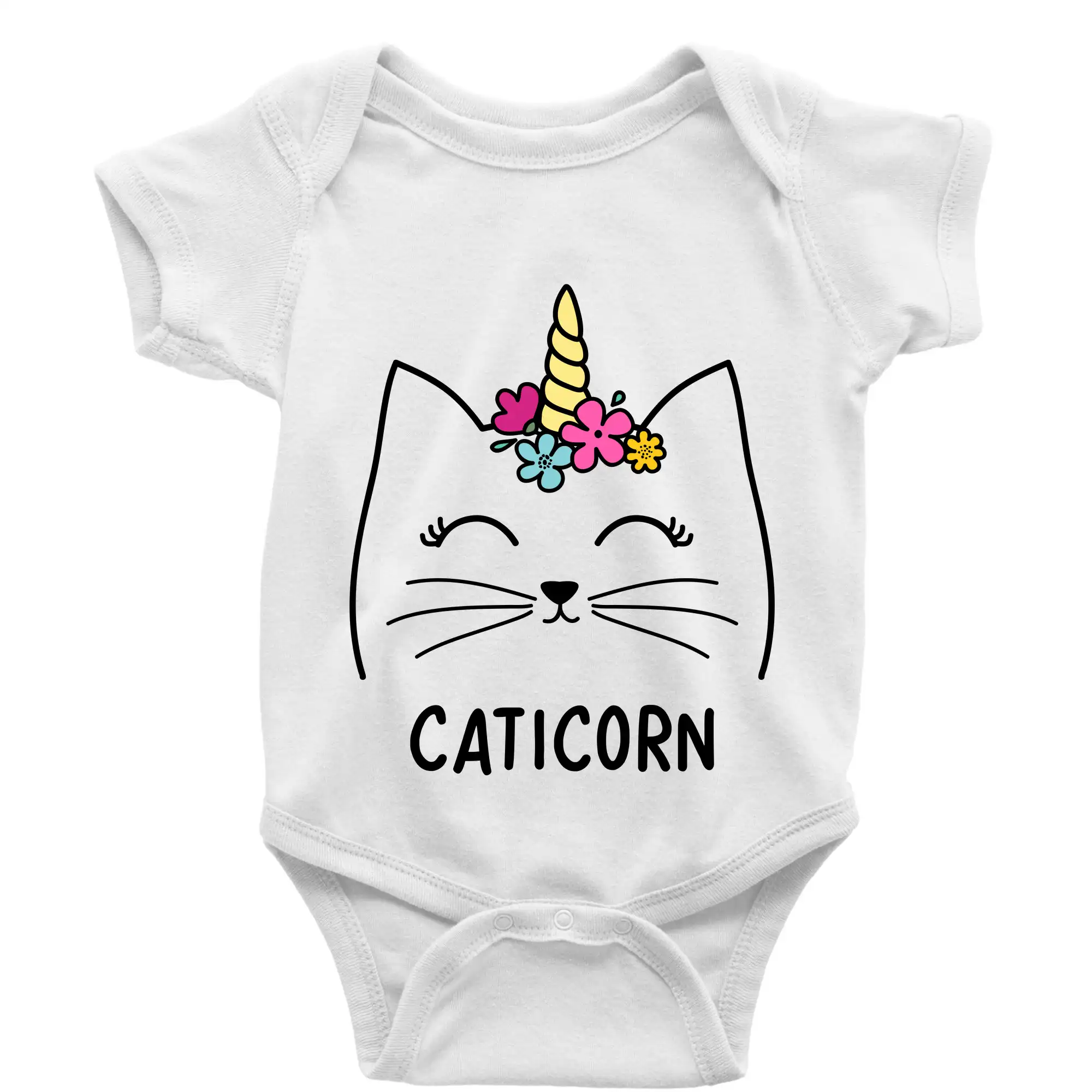 Tričká s jednorožcom - Caticorn - Body dojčenské s krátkym rukávom