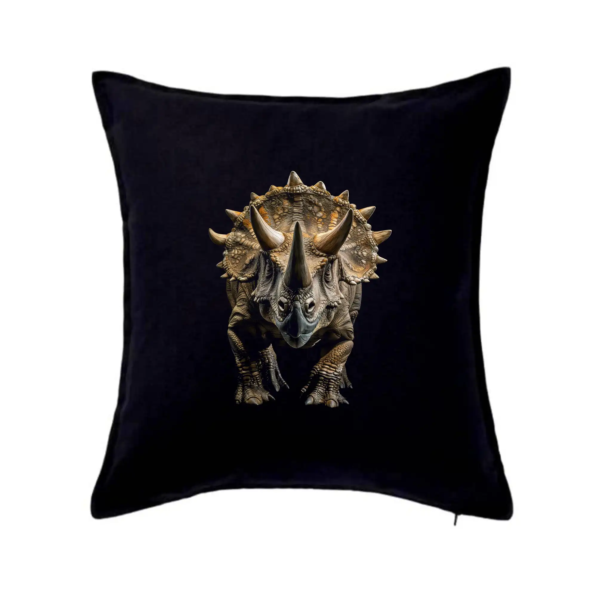 Tričká so zvieratami - Triceratops spredu čierna fotka - Vankúš 50x50