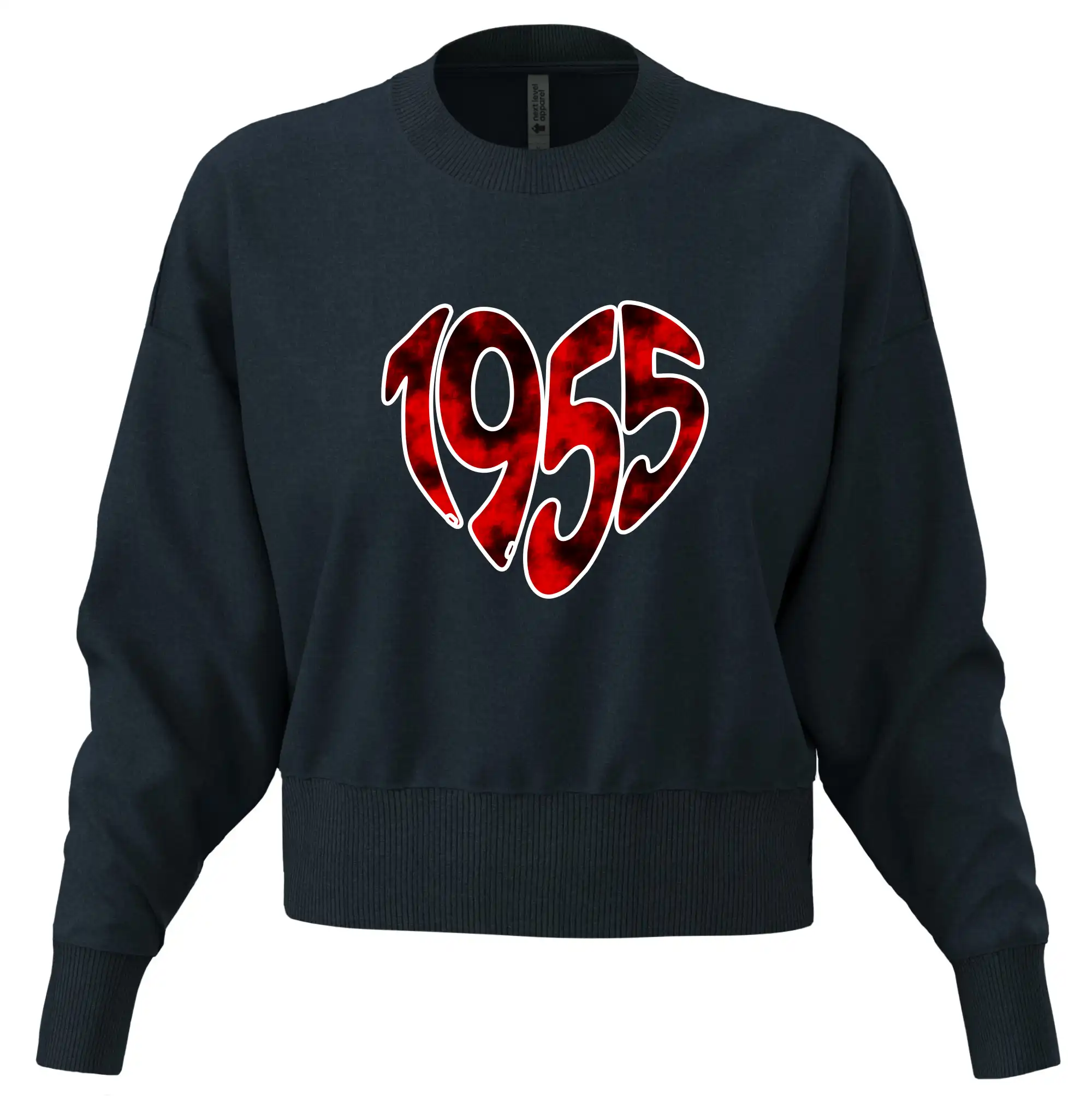 Tričká k narodeninám - 1955 v srdci - Mikina oversize crop OVERSIZE