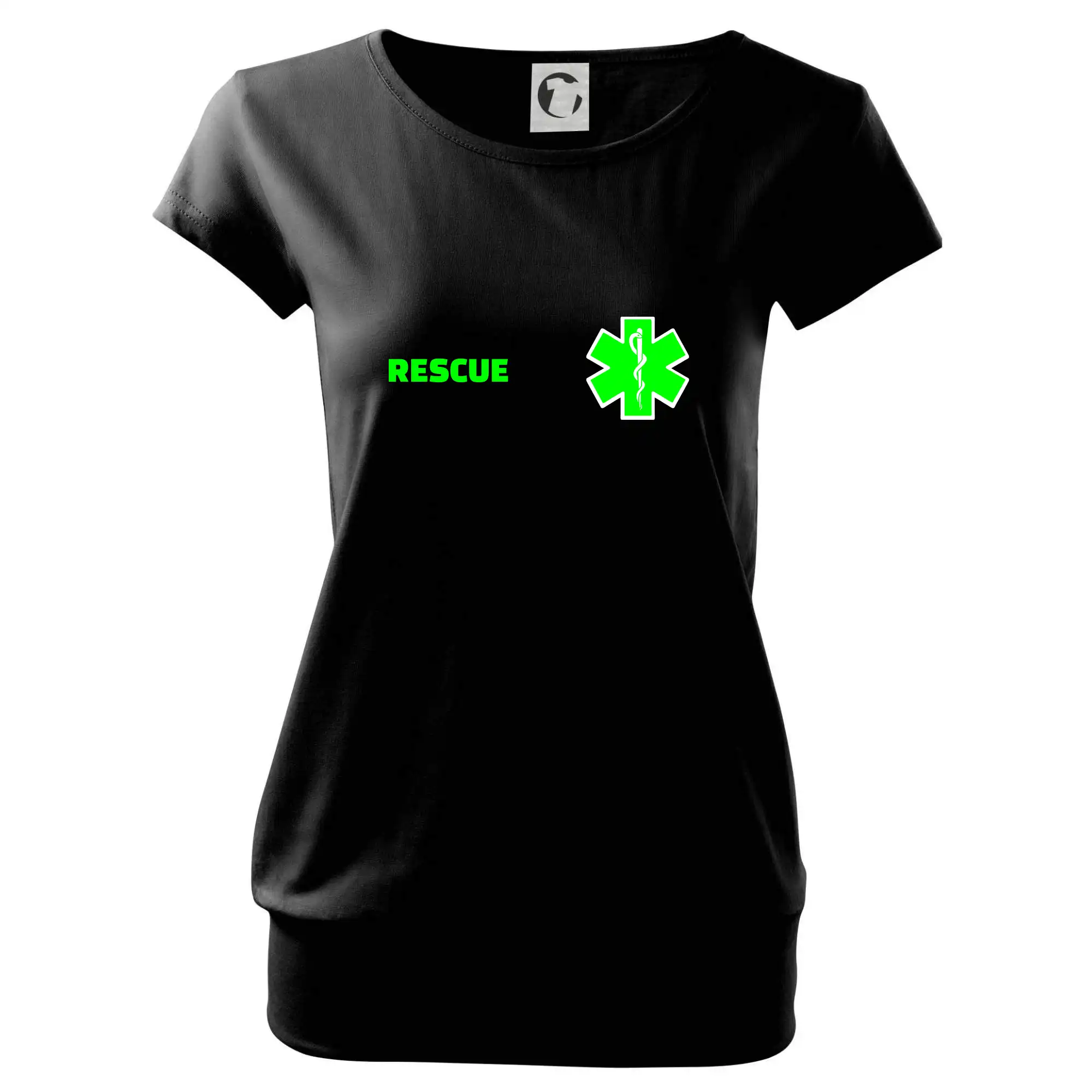Tričká a mikiny pre záchranárov a lekárov - Kvalitné oblečenie pre zdravotníkov - Rescue - Fluo zelené - Voľné tričko city