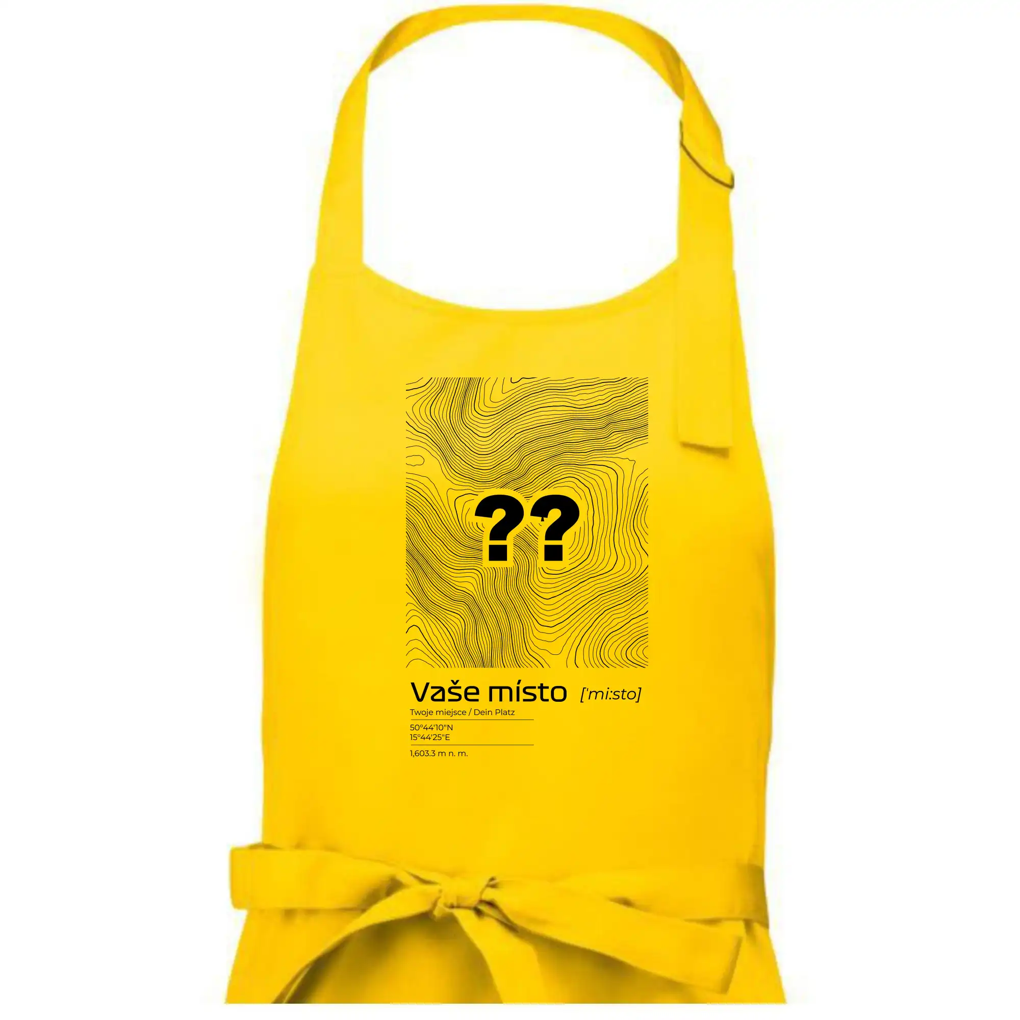 Tričká s vrstevnicami – originálne horské motívy - Vaše miesto - vrstevnice v obdĺžniku - Dámska zástera na varenie