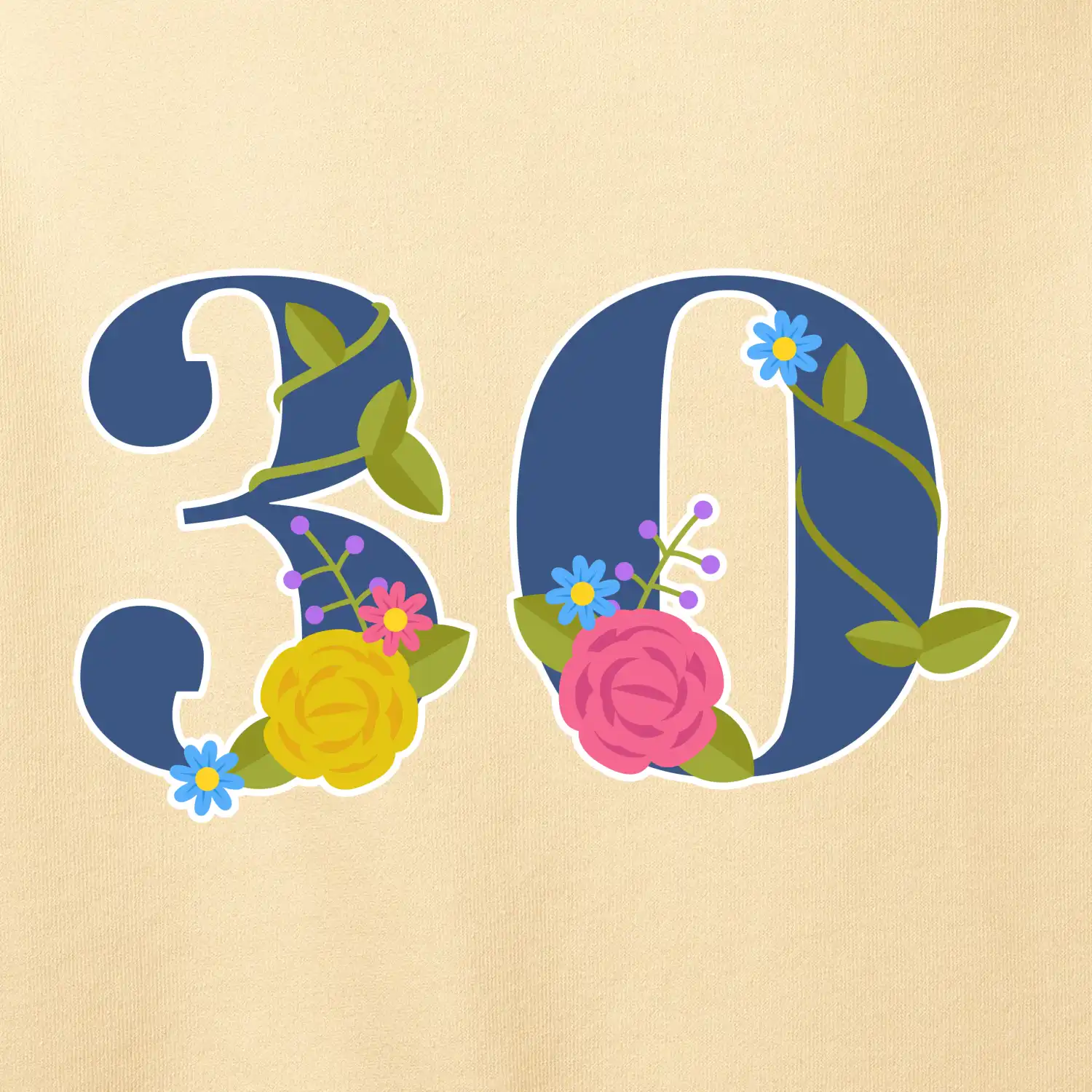 Květinové číslo kreslené - 30