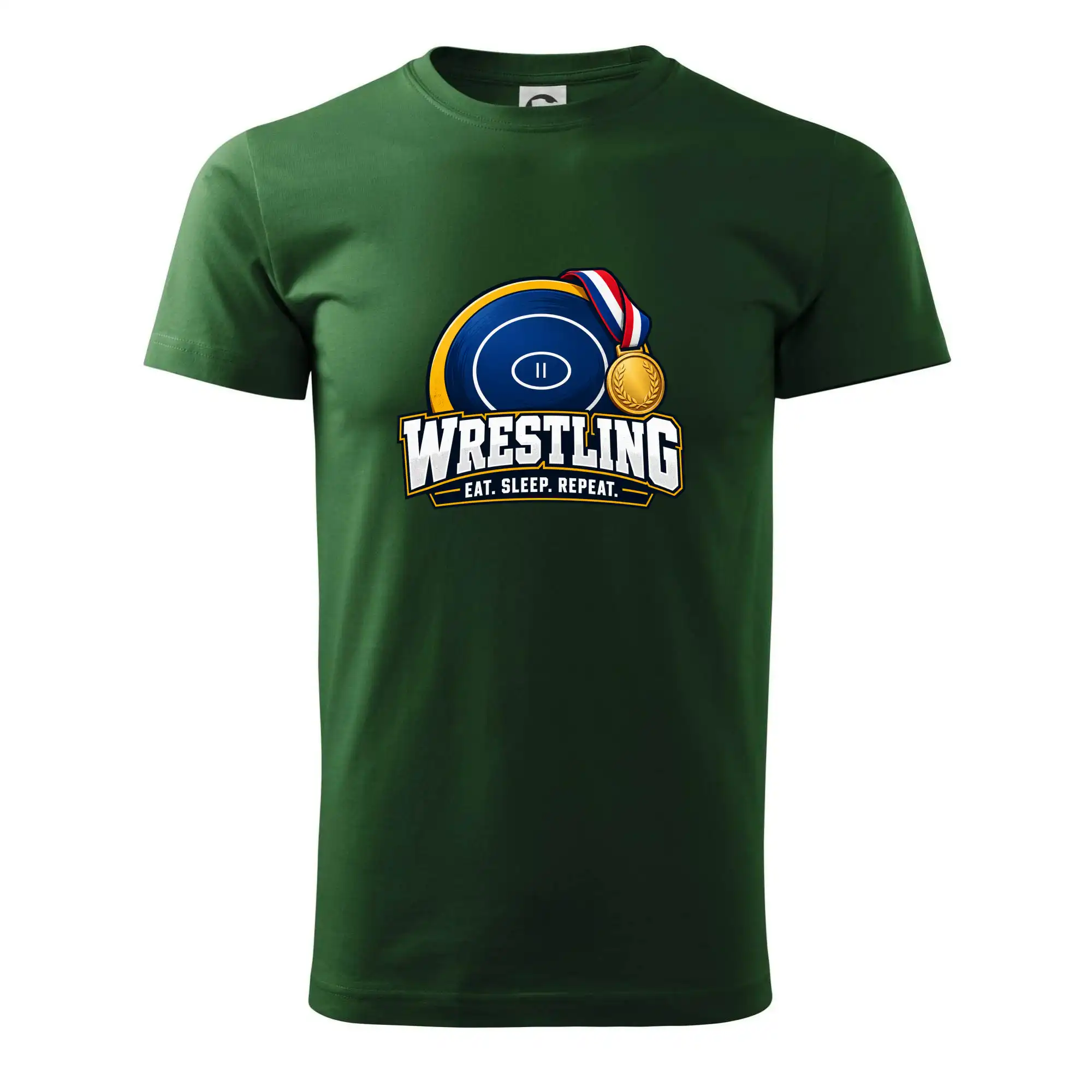 Zápasnická žíněnka se zlatou medailí eat sleep wrestling  repeat