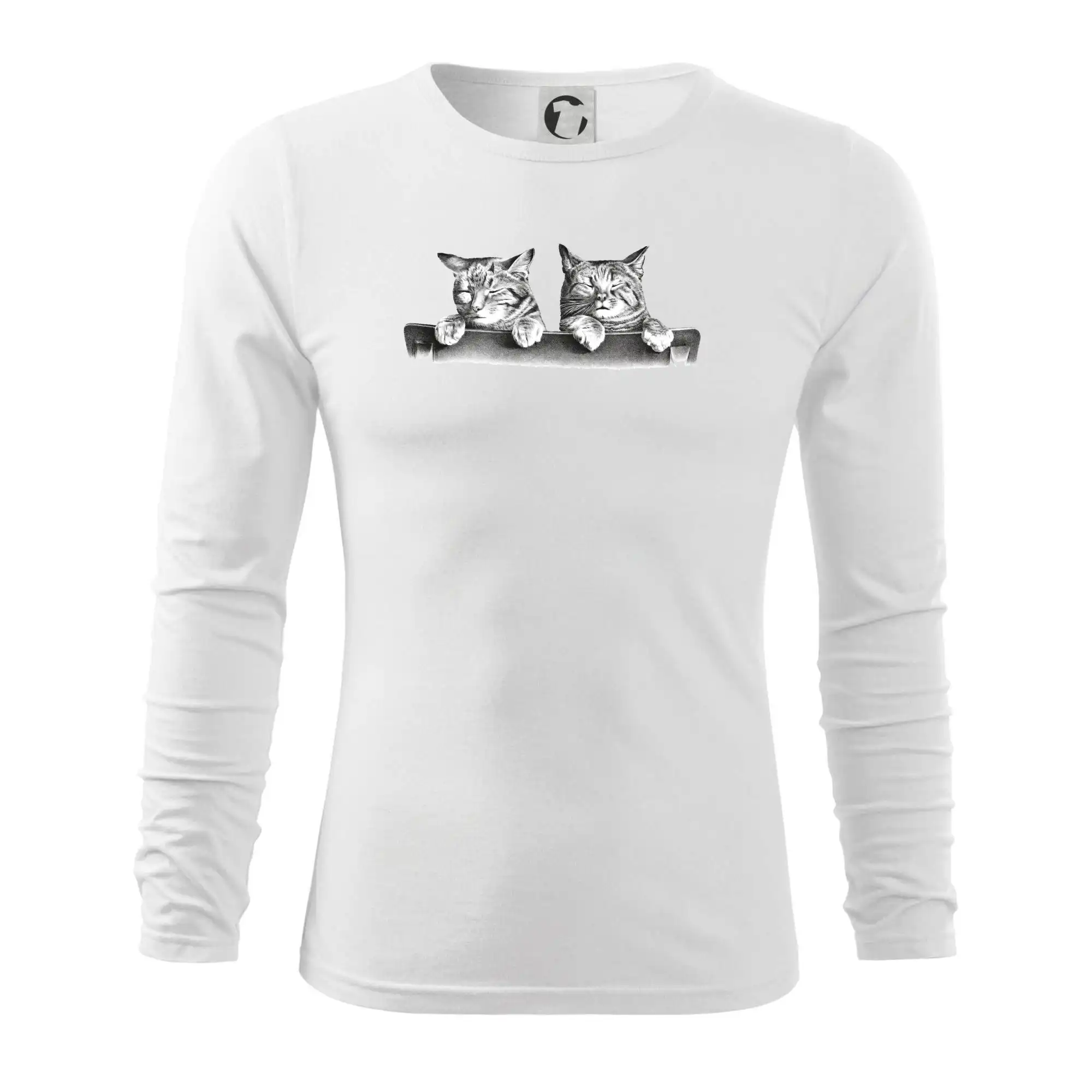 Vtipná tričká s mačkou - Dve mačiatka na stoličke - Tričko s dlhým rukávom FIT-T long sleeve