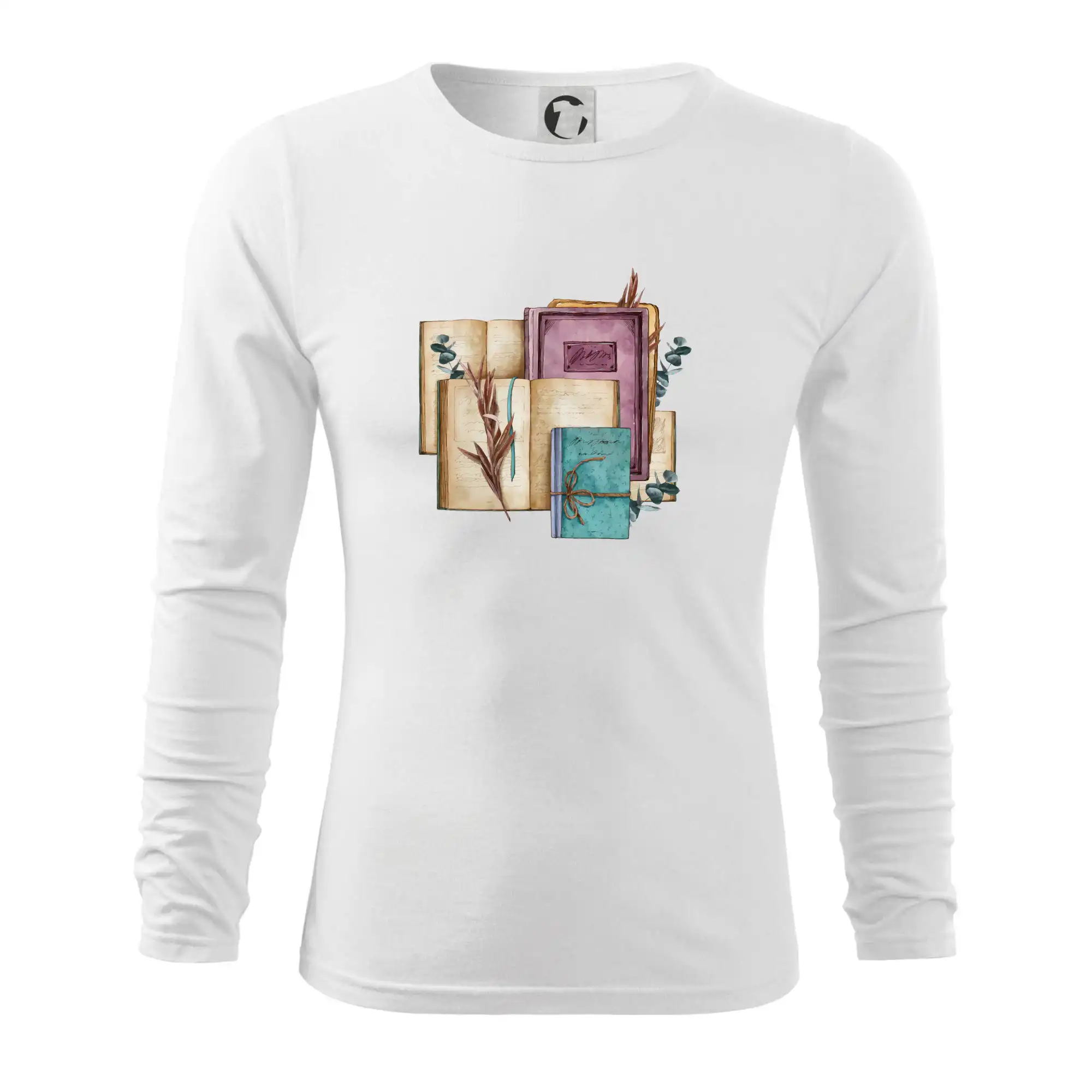 Tričká s motívom kníh pre milovníkov čítania a vône papiera - Knihy staré fialové - Tričko s dlhým rukávom FIT-T long sleeve