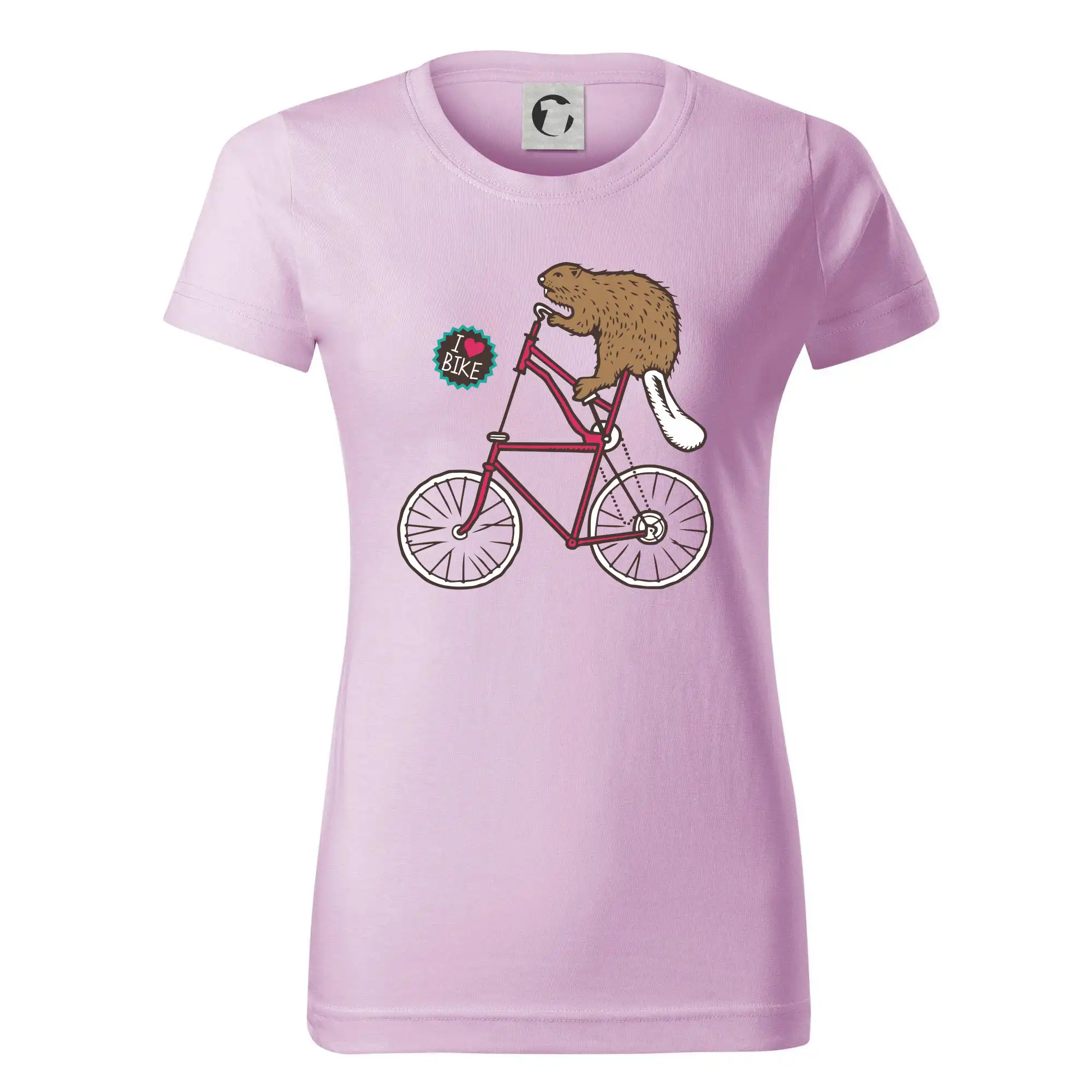 Tričko ako darček pre cyklistu - Bobor na bicykli - Dámske tričko basic - ľahko voľnejšie a dlhšie