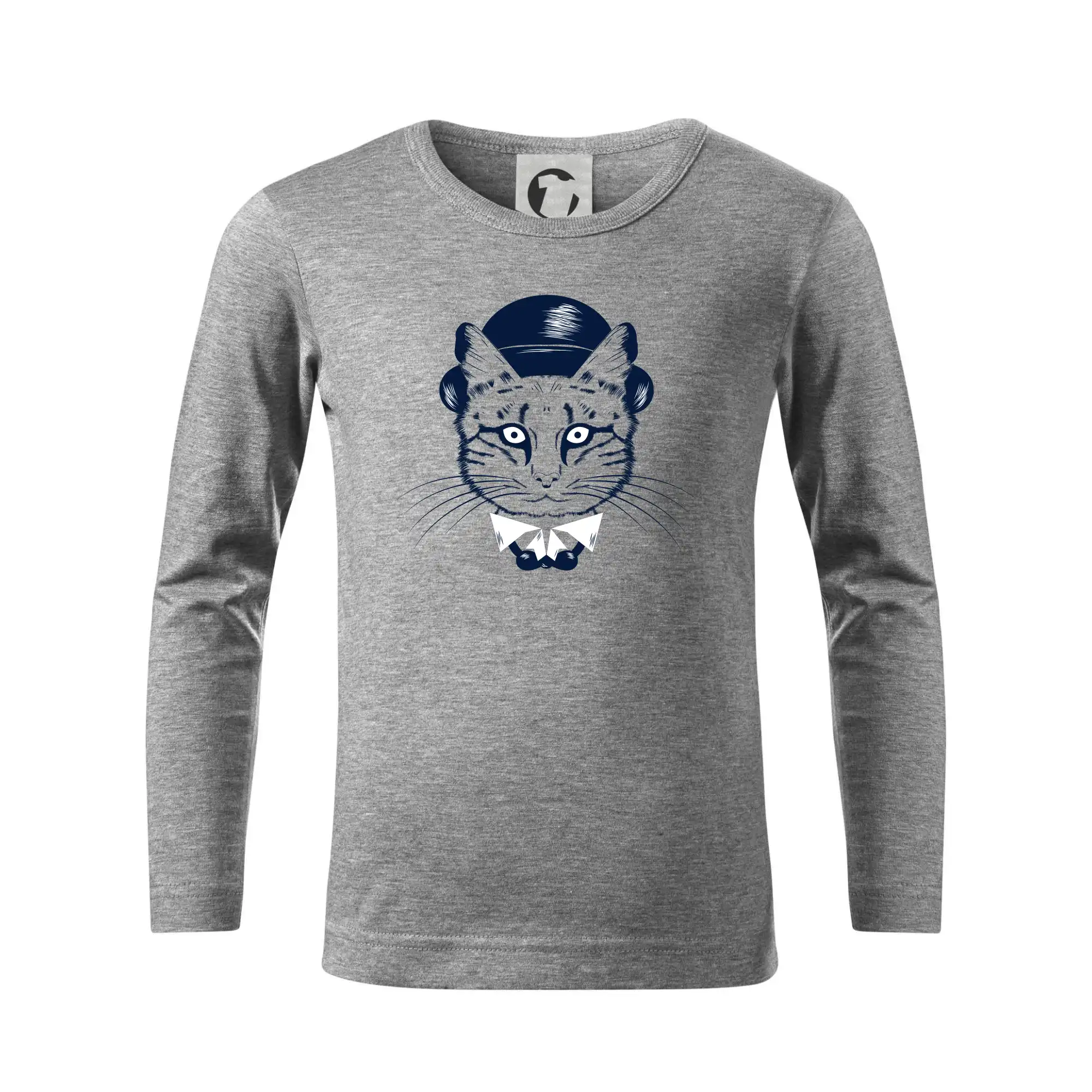 Vtipná tričká s mačkou - Mačka hipster s klobúkom - Tričko detské Long Sleeve