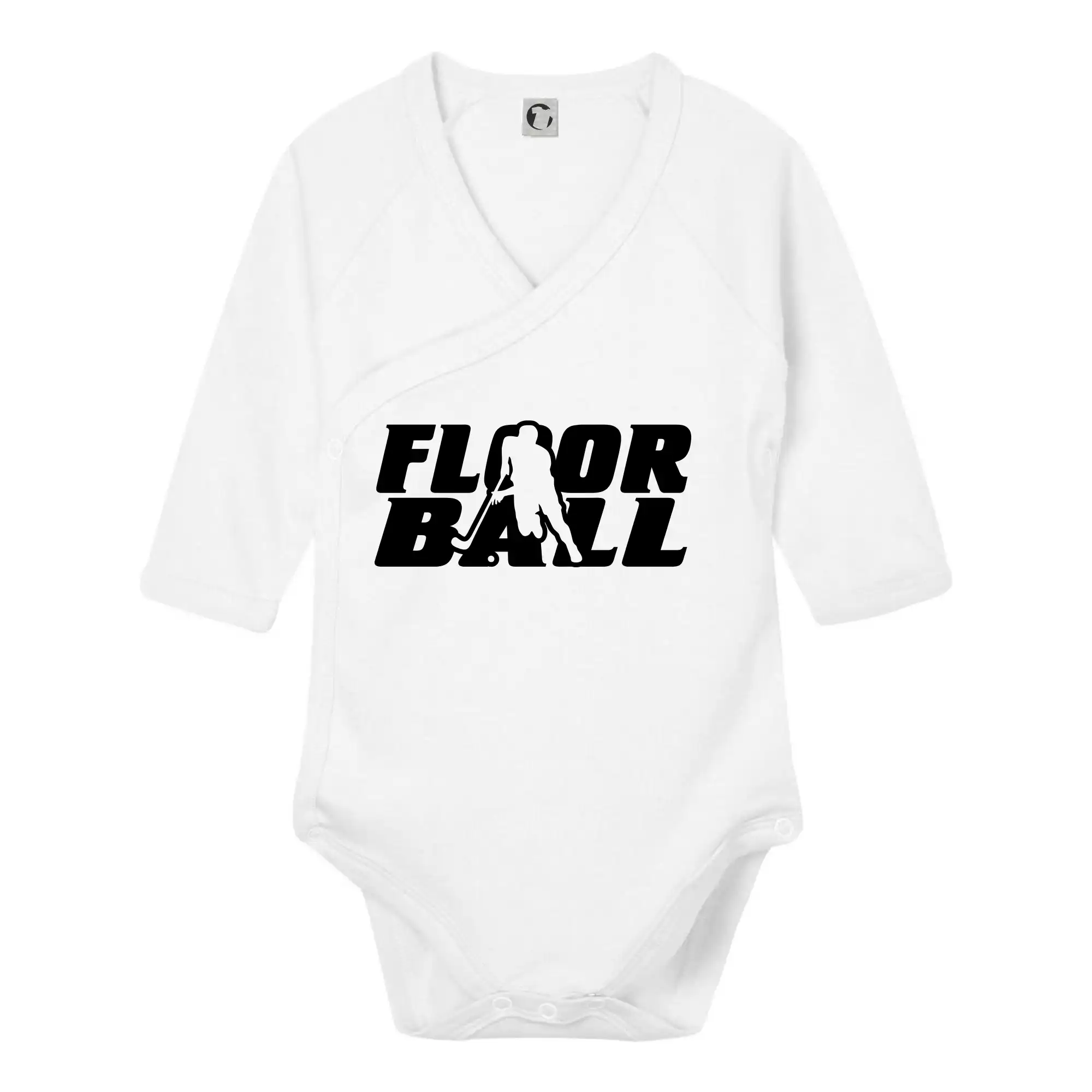 Florbalové tričká - Floorball nápis rovný - Body zavinovacie s dlhým rukávom