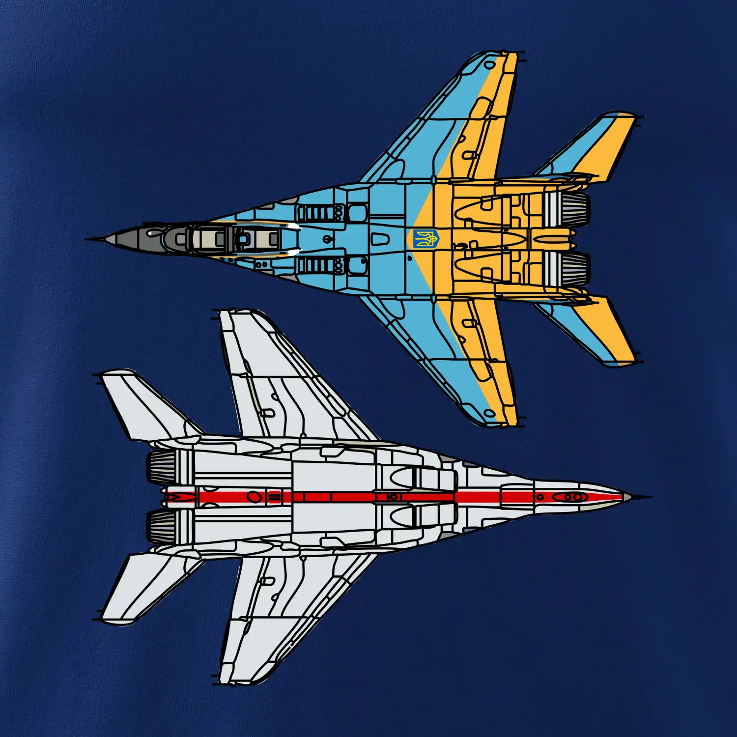 Mig 29 Fulcrum ze spoda a ze zhora