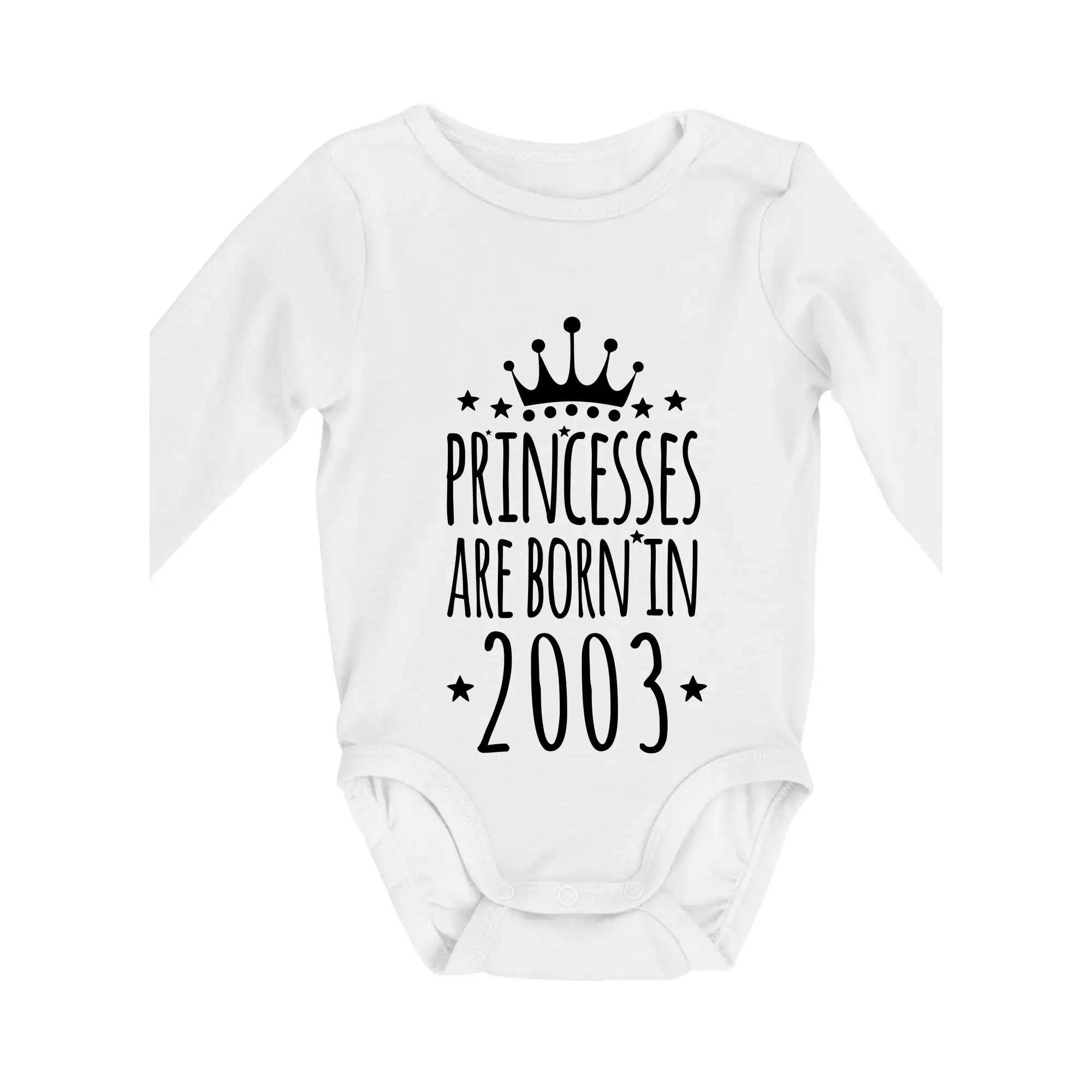 Tričká k narodeninám - Princesses are born in 2003 - Body dojčenské s dlhým rukávom