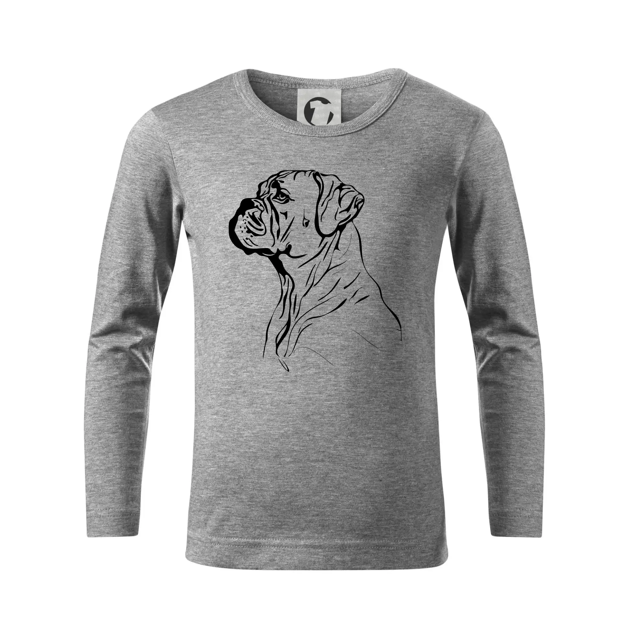 Ostatné psie plemená - Boxer čierna kresba - Tričko detské Long Sleeve