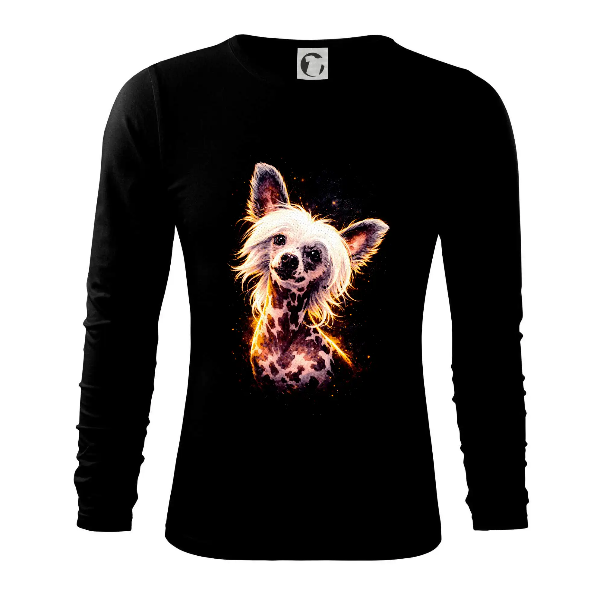 Ostatné psie plemená - Obrázok poltón čínsky chocholatý pes - Tričko s dlhým rukávom FIT-T long sleeve