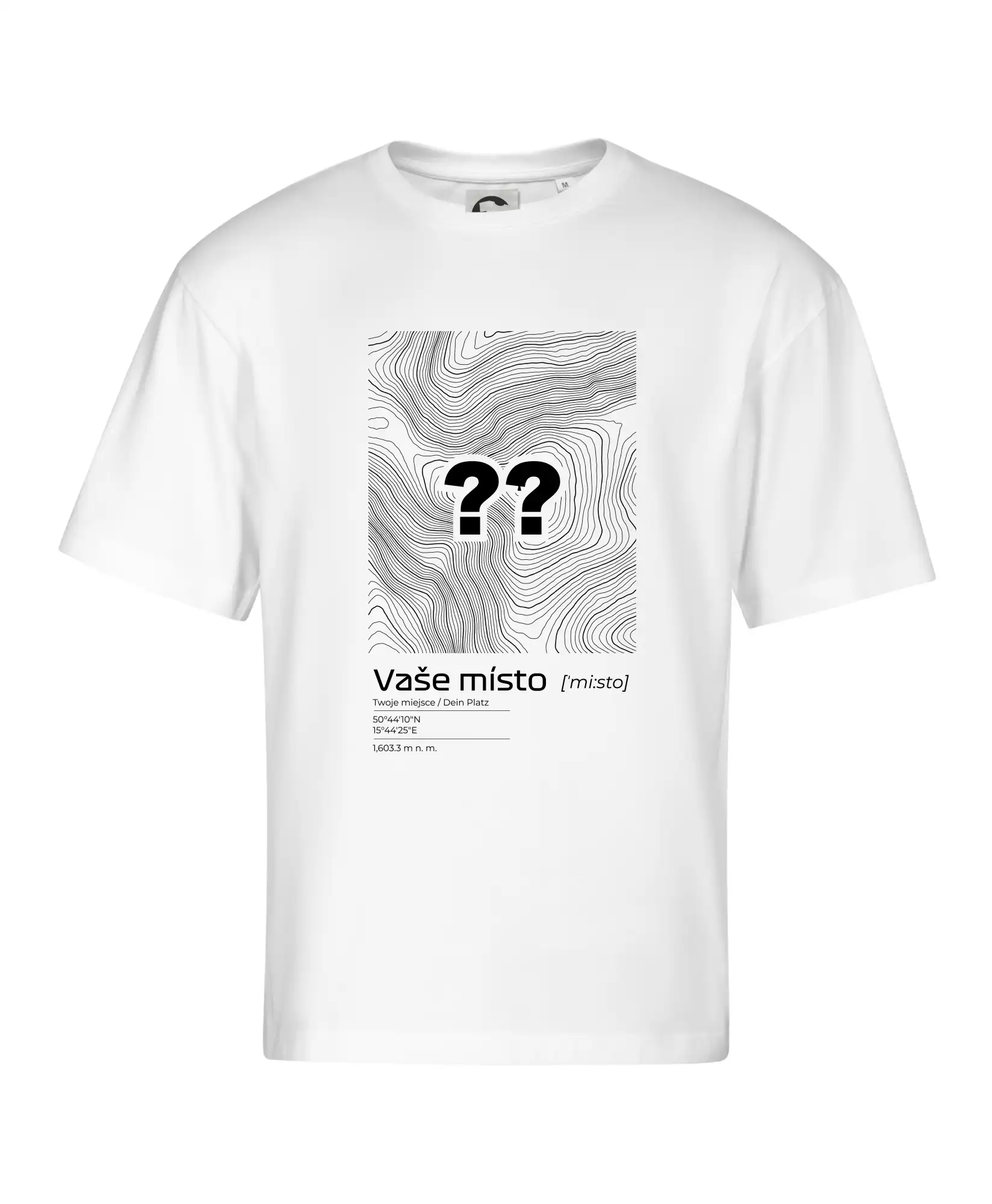 Tričká s vrstevnicami – originálne horské motívy - Vaše miesto - vrstevnice v obdĺžniku - Stage unisex - OVERSIZE