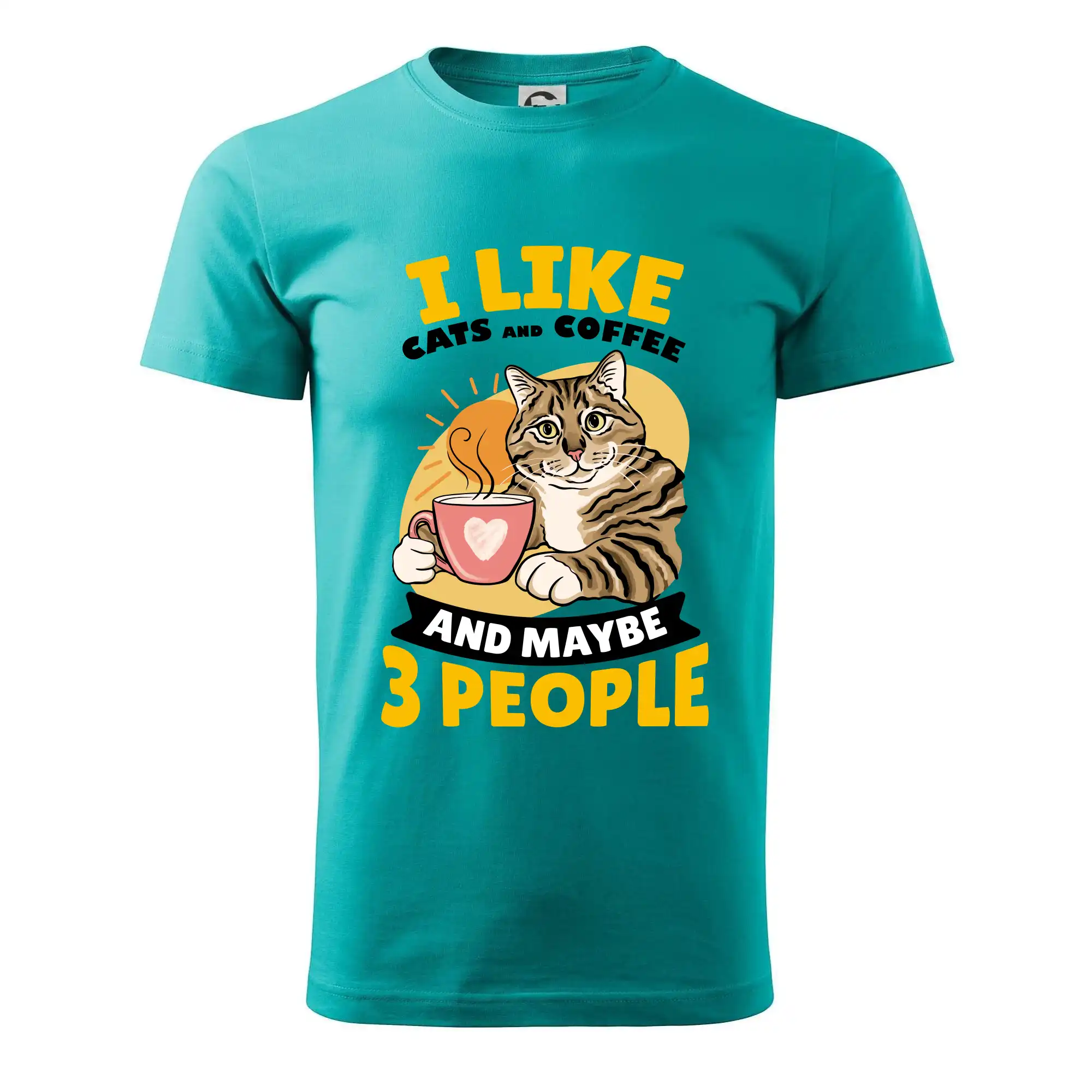 Vtipná tričká s mačkou - I like cats and coffee and maybe 3 people - Klasické pánske tričko vyššej gramáže