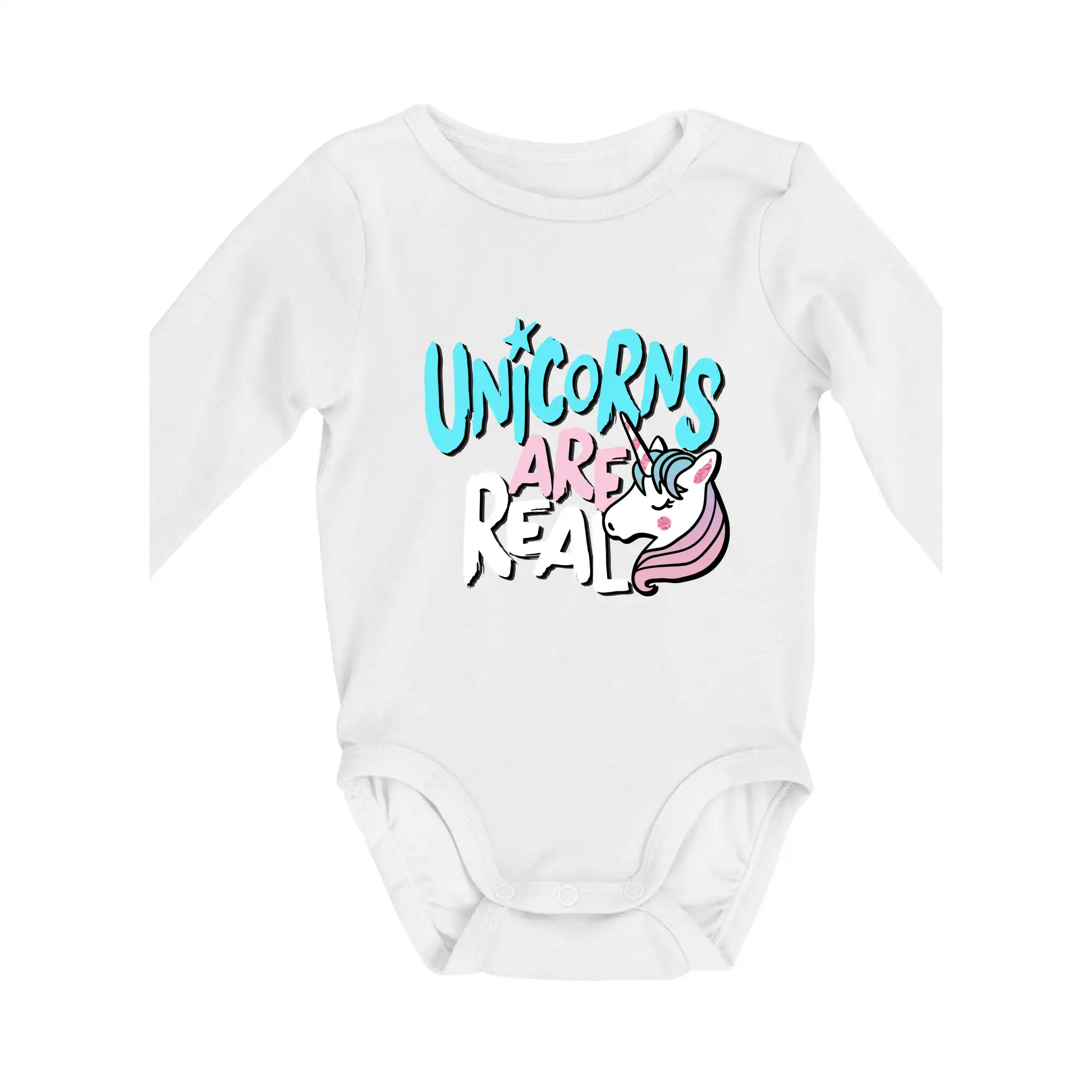 Tričká s jednorožcom - Unicorns are real ponny - Body dojčenské s dlhým rukávom