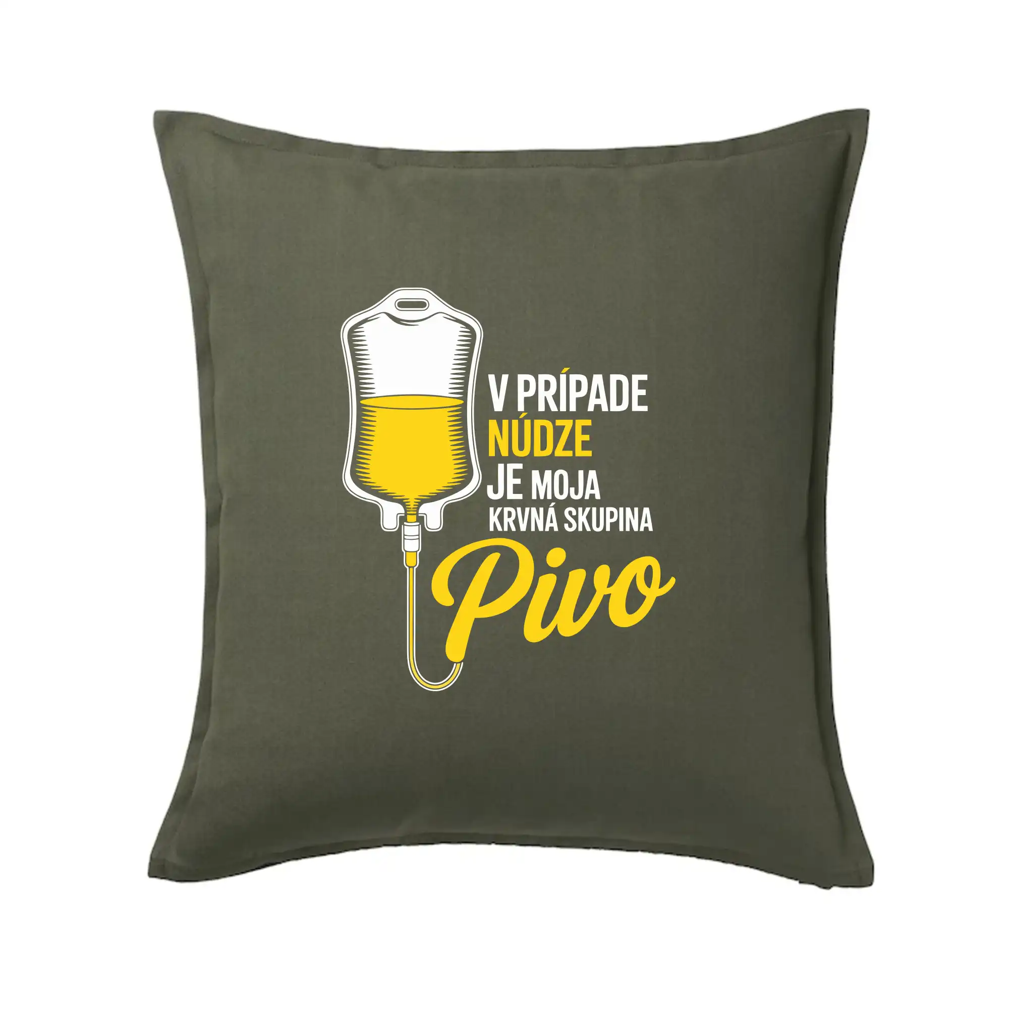 Vtipná tričká pre pivárov - V prípade núdze je moja krvná skupina pivo - Vankúš 50x50
