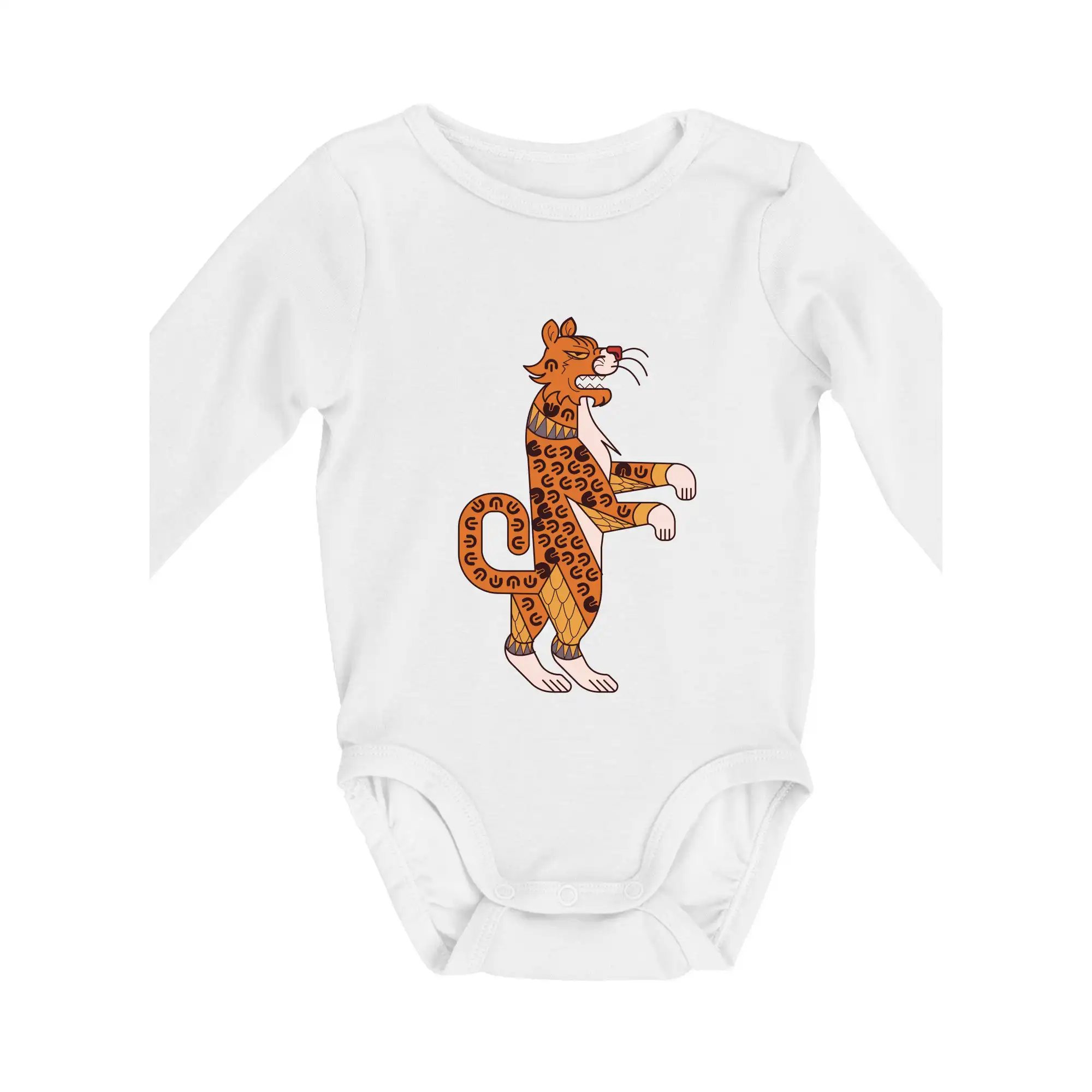 Mayovia / Aztékovia na tričku - Mayovia - zvieratá tiger - Body dojčenské s dlhým rukávom