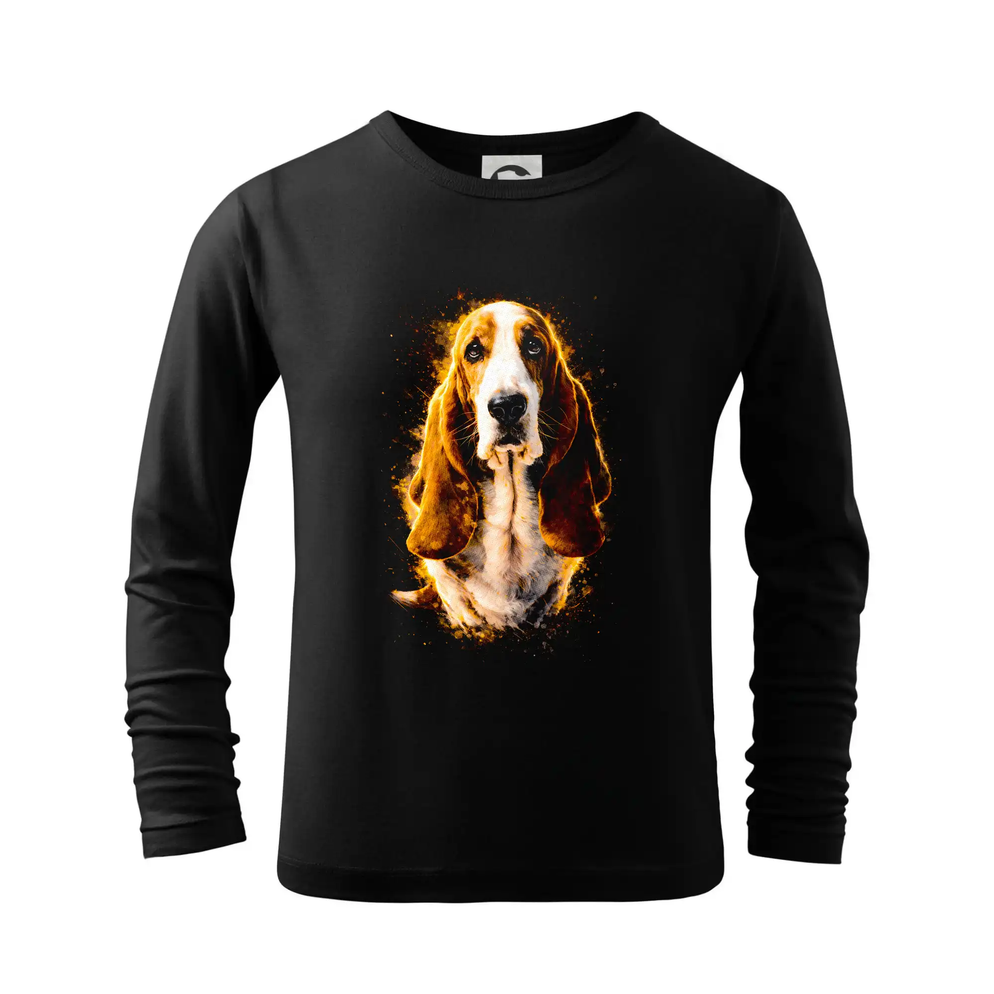 Baset na tričku - Obrázok poltón Basset sediaci - Tričko detské Long Sleeve