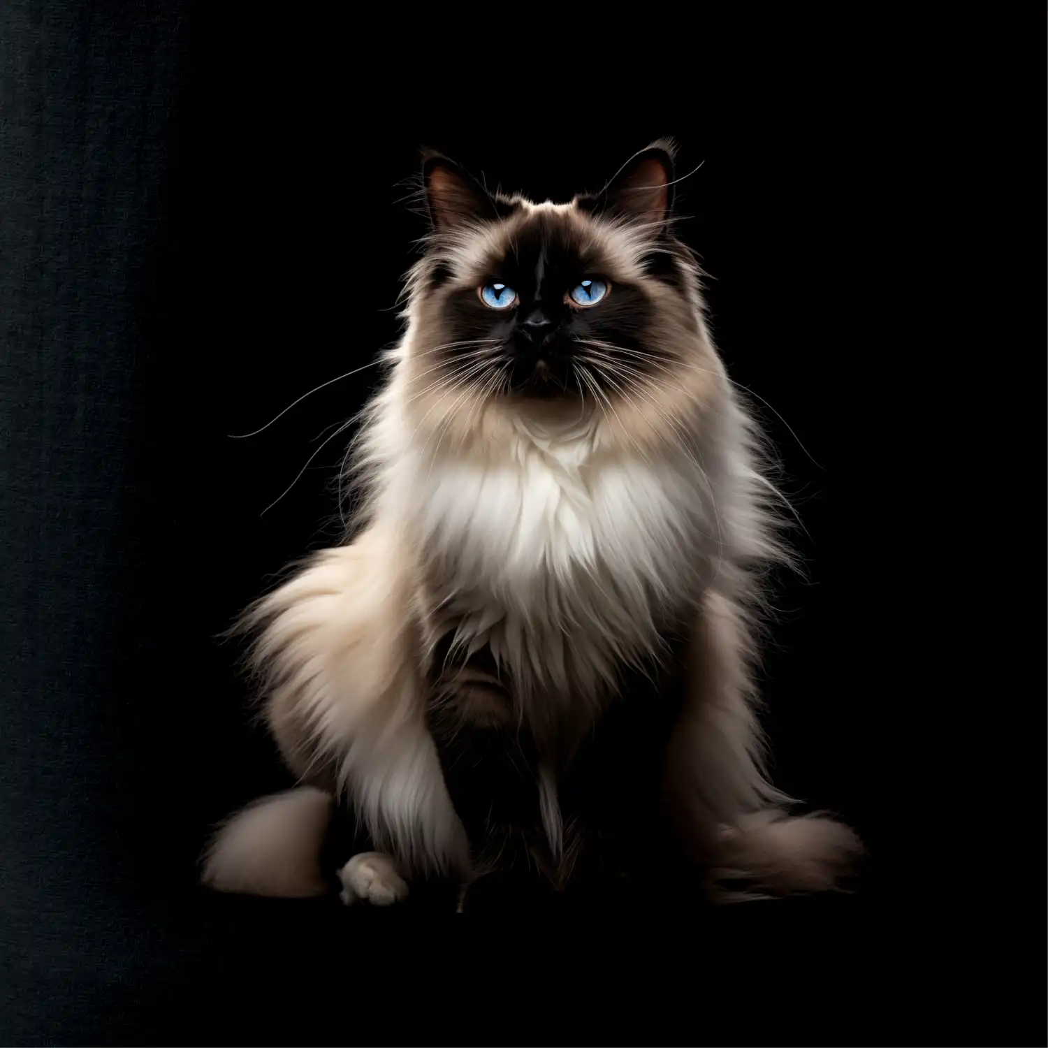 Kočka Ragdoll ze předu černá fotka