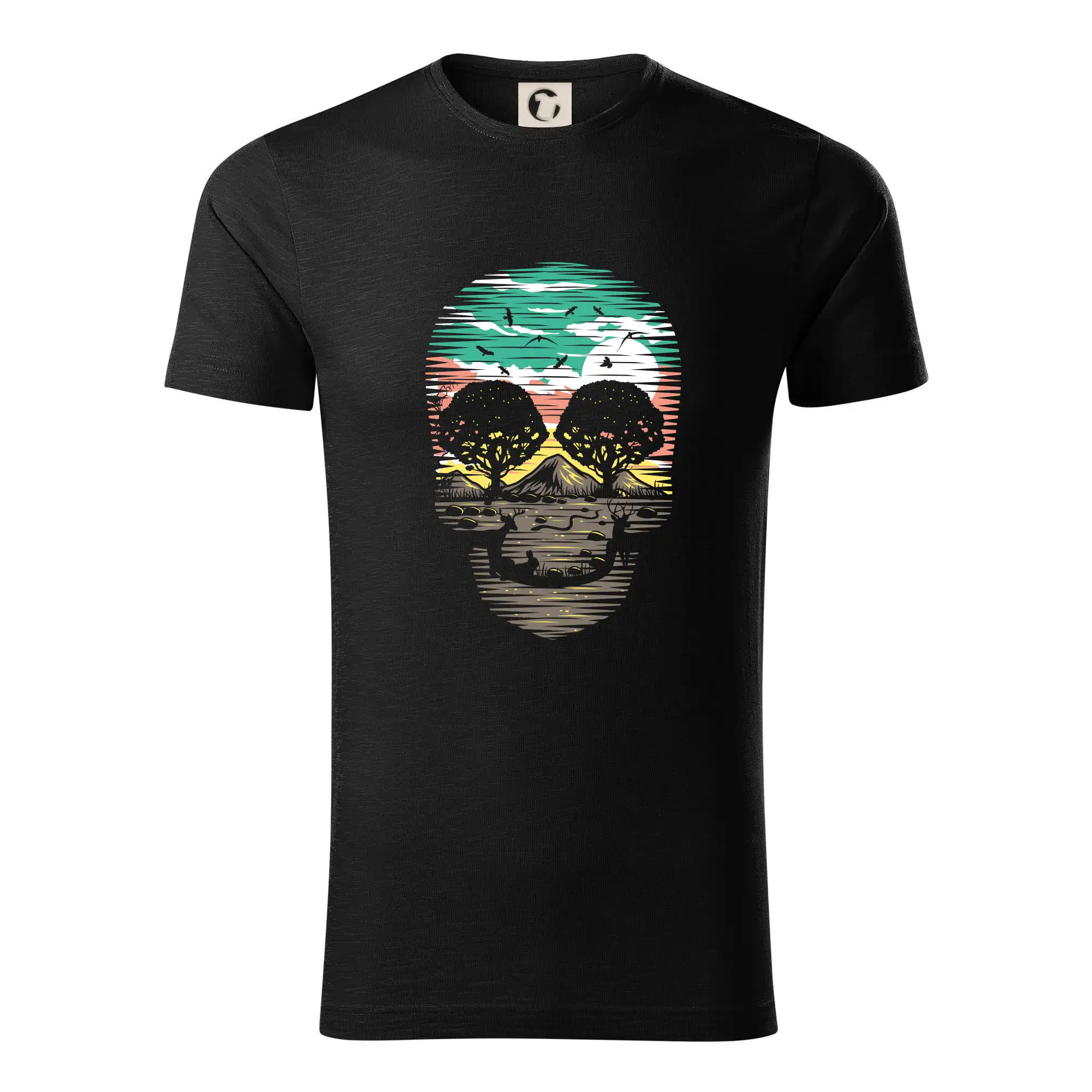 Grafické tričká - Príroda v lebke farebná - Tričko z organickej bavlny