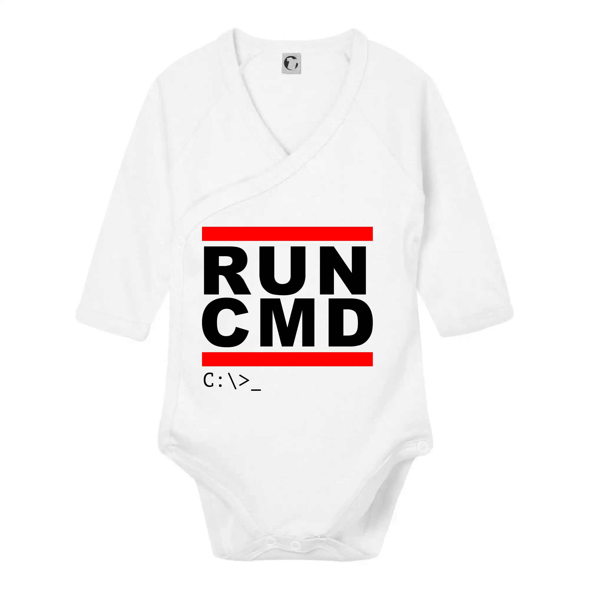 Tričká pre ajťákov - Run CMD - Body zavinovacie s dlhým rukávom