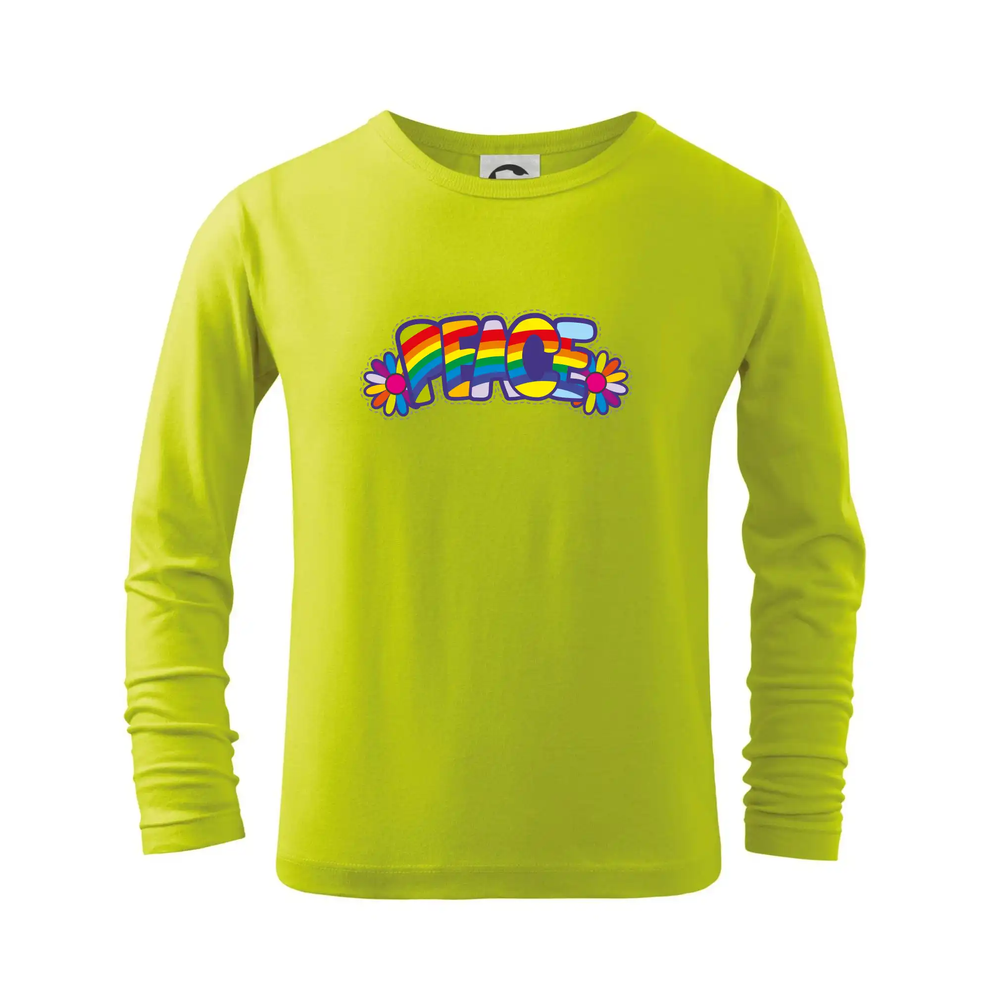 Tričká pre pohodový ľudí - Peace nápis dúhový - Tričko detské Long Sleeve
