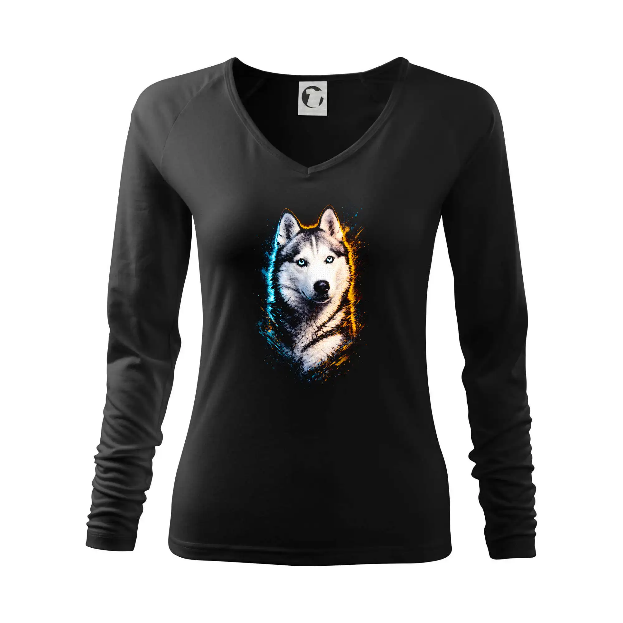 Tričká s motívom Sibírsky husky - Obrázok poltón Husky hlava - Tričko dámske Elegance