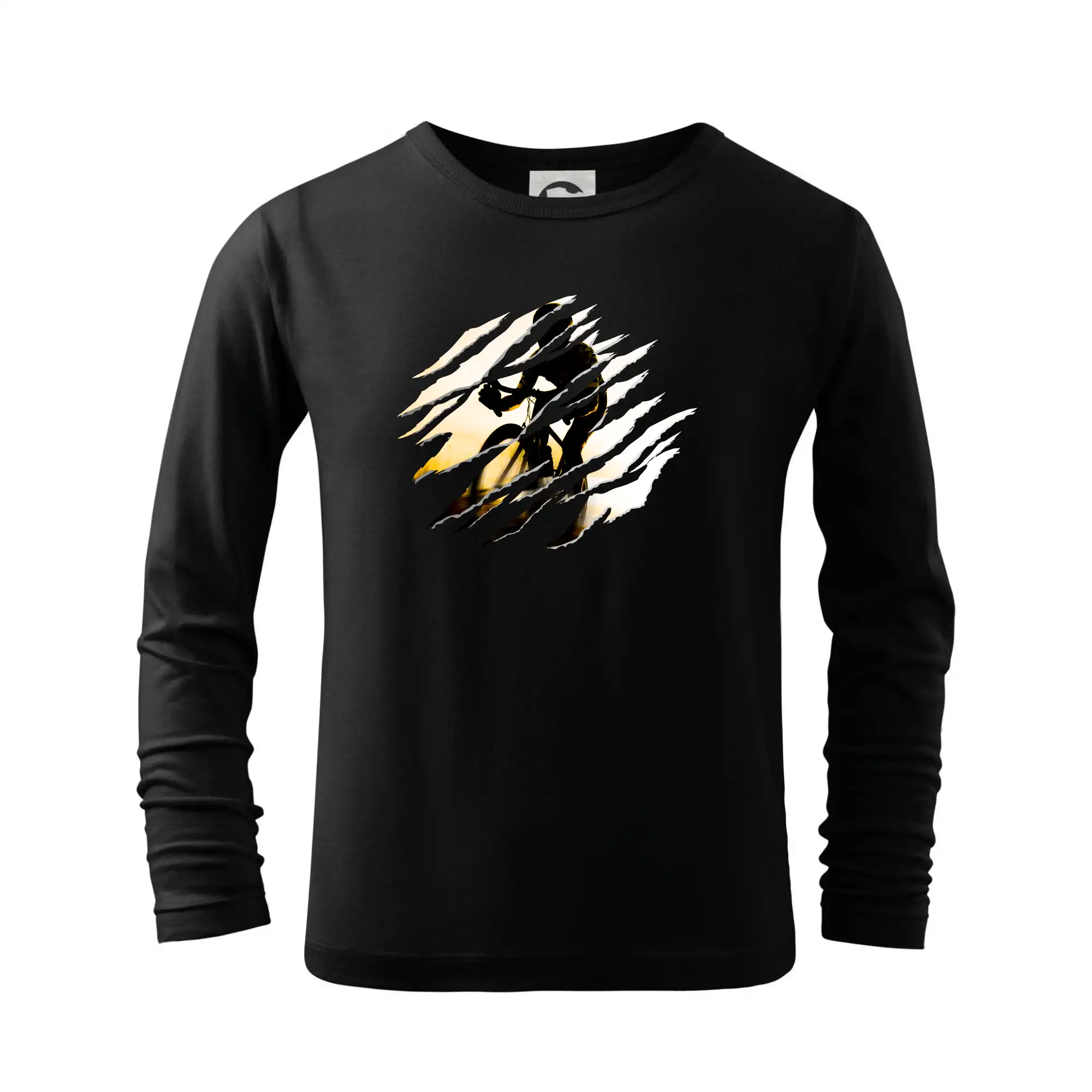 Tričko ako darček pre cyklistu - Roztrhnuté triko - cestné cyklista pri západe - Tričko detské Long Sleeve