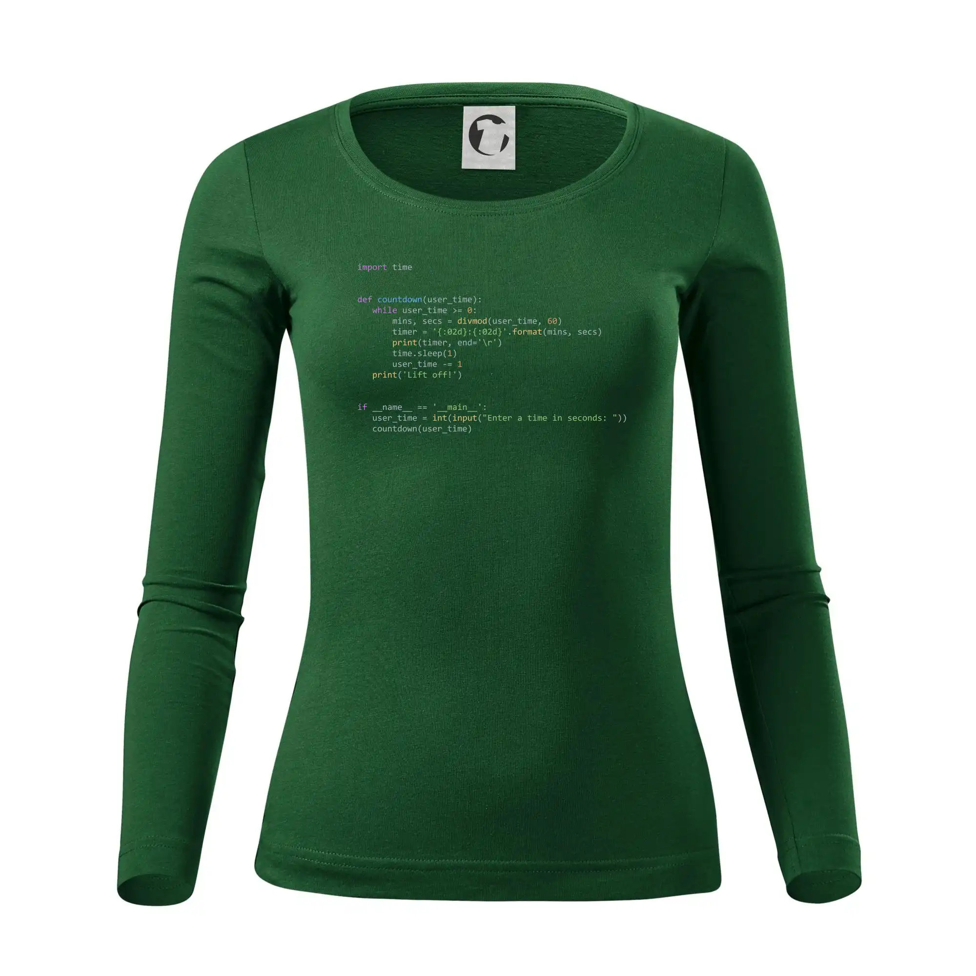 Tričká pre ajťákov - Python Odpočet času - Dámske tričko FIT-T LS - zužené