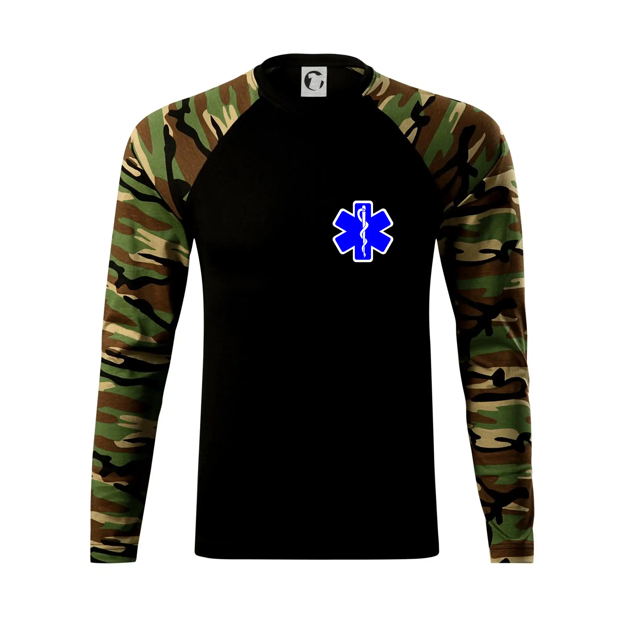 Tričká a mikiny pre záchranárov a lekárov - Kvalitné oblečenie pre zdravotníkov - Rescue - Hviezda na prsníku + nápis na chrbte - Camouflage LS