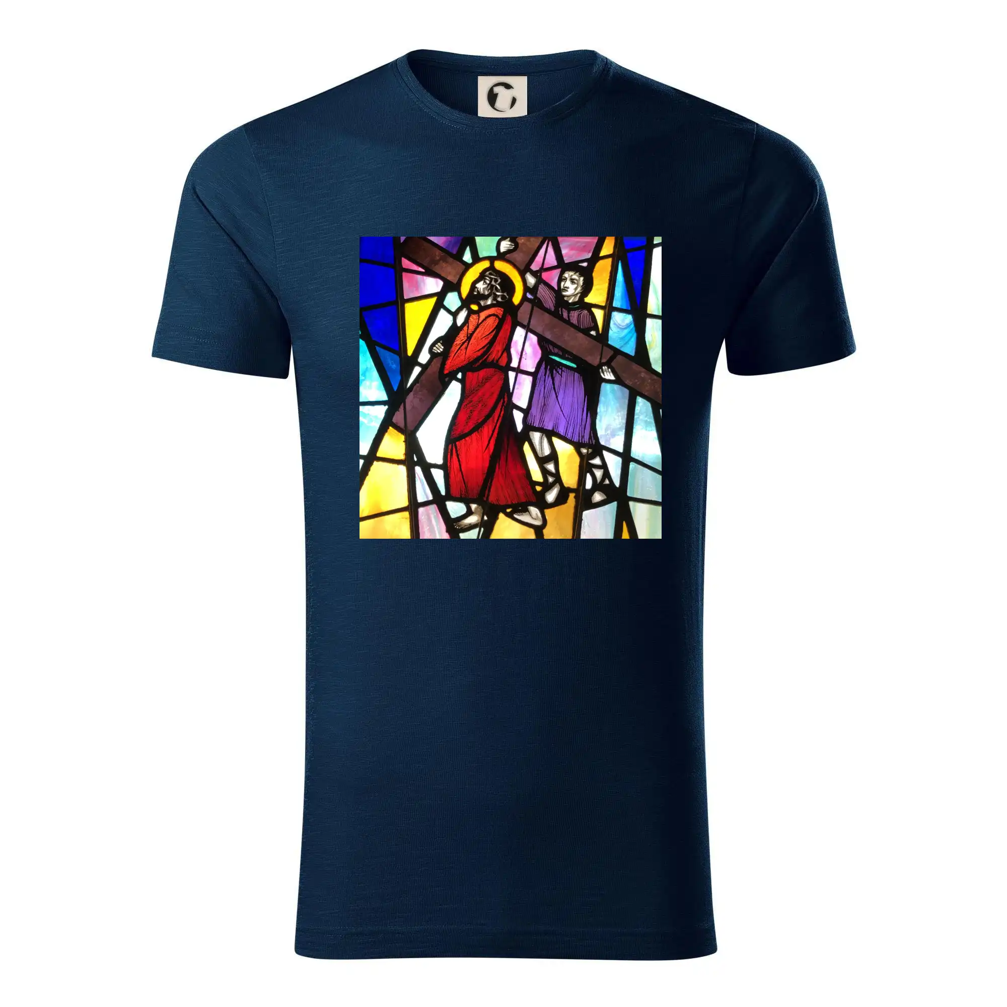Vitráž - Ježiš a kríž - Tričko z organickej bavlny