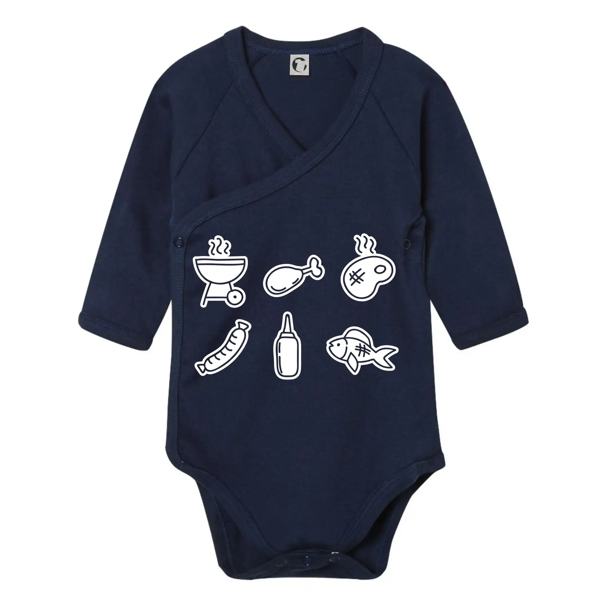 Tričká a zástery na grilovanie - Grilovacie ikony - Body zavinovacie s dlhým rukávom