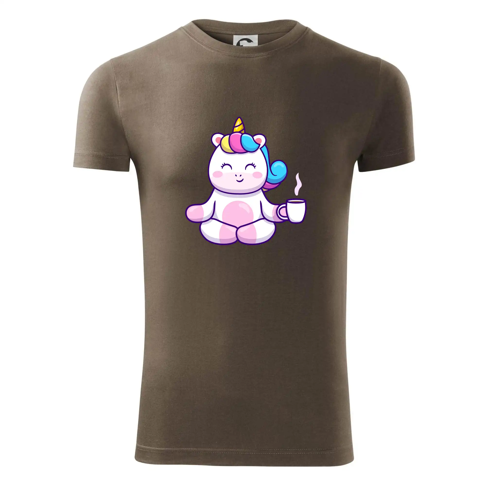 Tričká na jógu - Yoga - jednorožec káva - Viper FIT - Pánske zúžené tričko