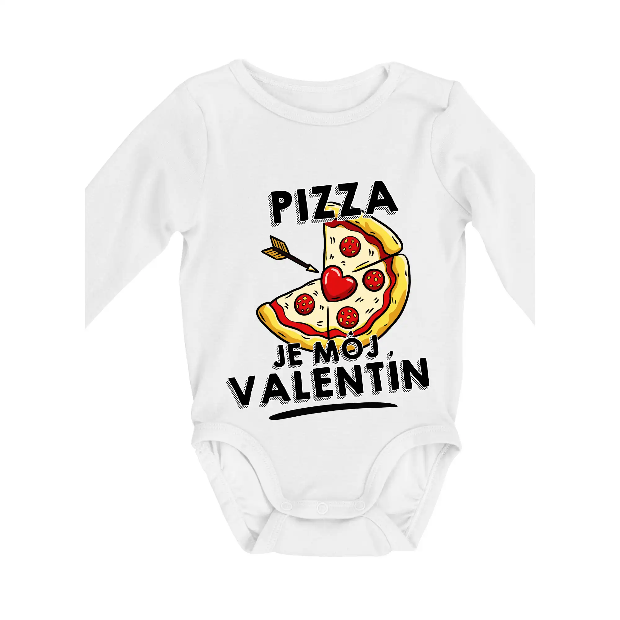 Tričká pre zamilovaných - Pizza je môj Valentín - Body dojčenské s dlhým rukávom