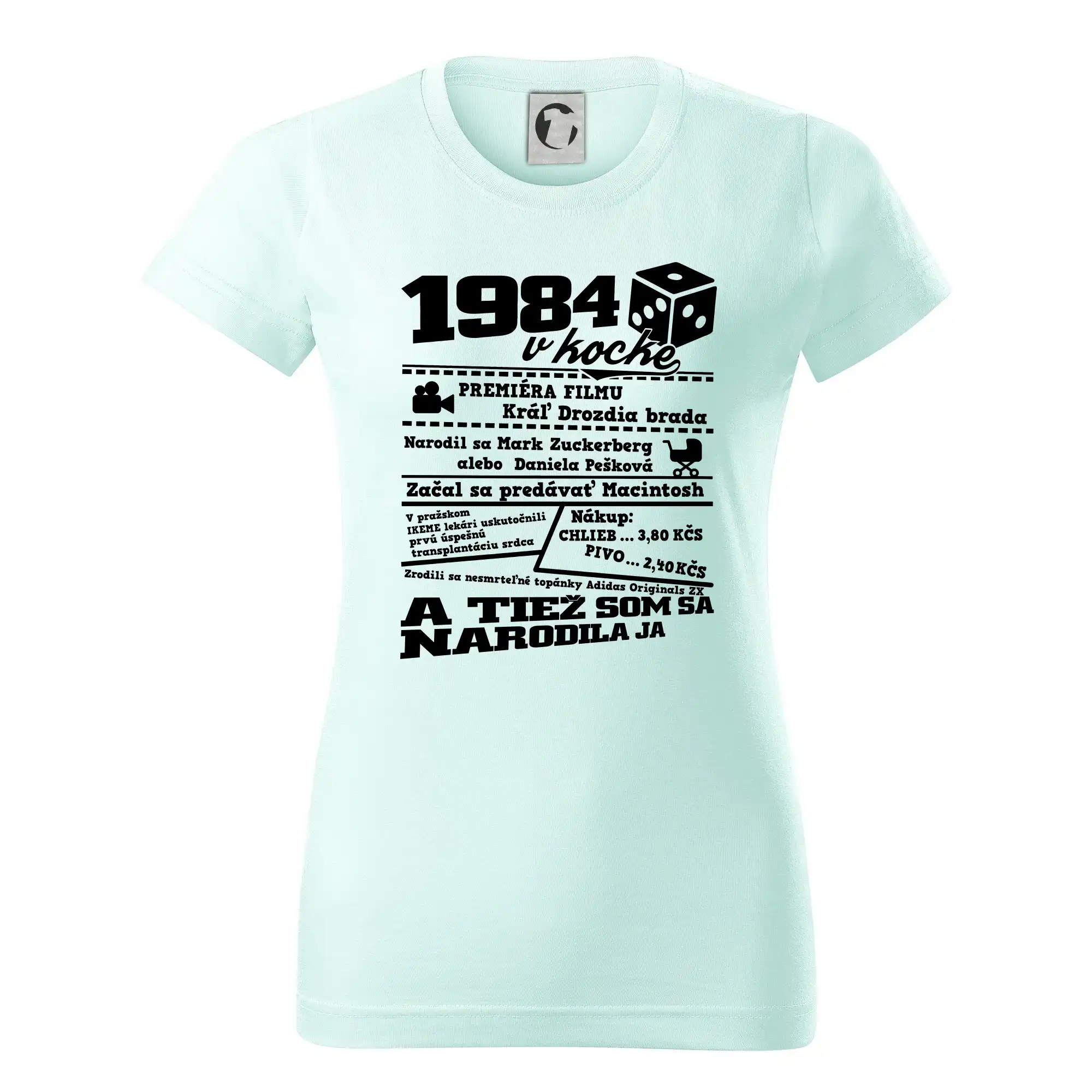 Trička s ročníkom 1984 - 1984 v kocke - Dámske tričko basic - ľahko voľnejšie a dlhšie