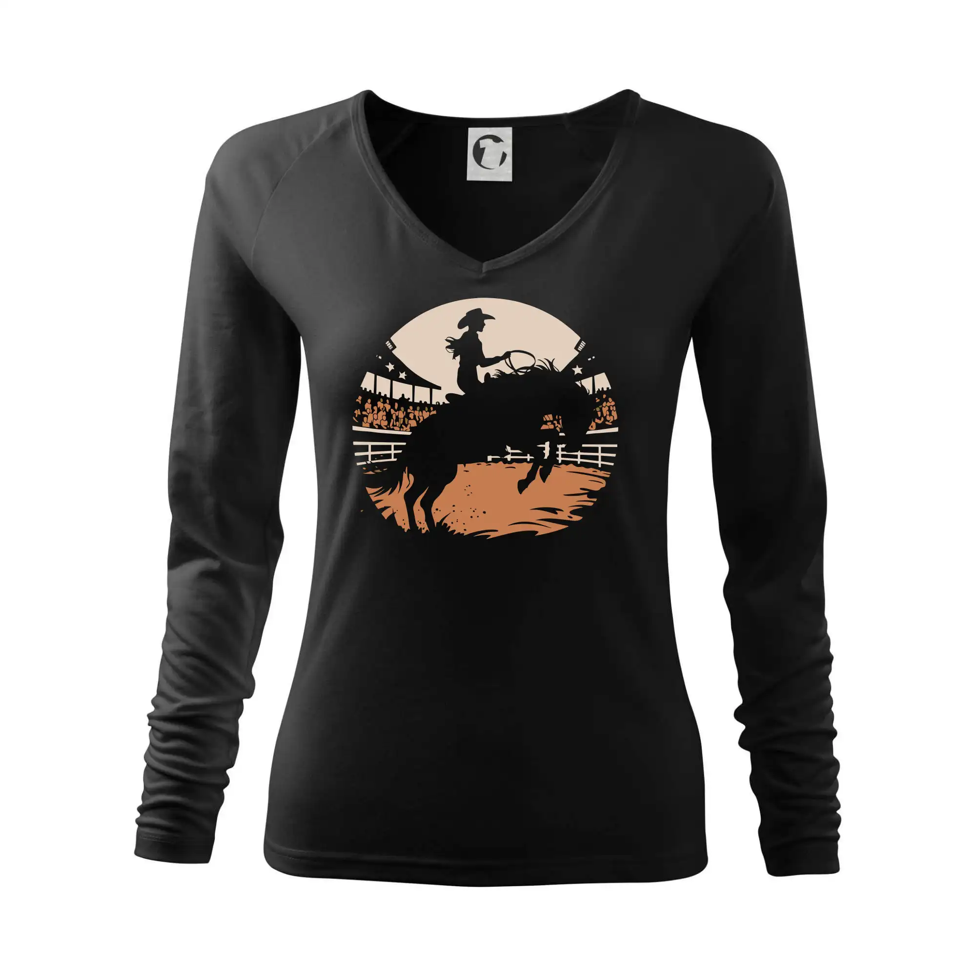 Tričká s koňmi - Bucking horse dívka - Tričko dámske Elegance