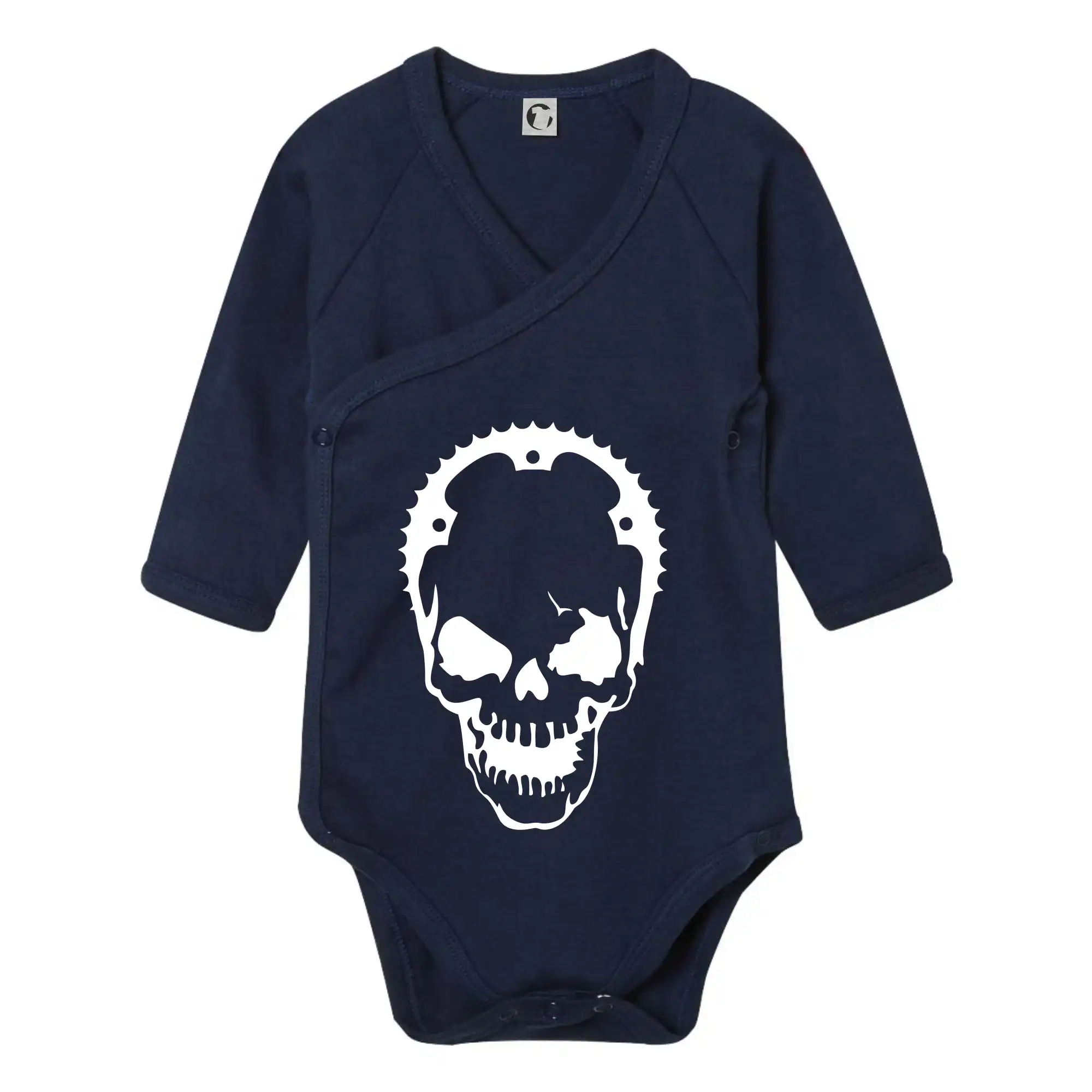 Tričká a mikiny s potlačou motoriek – pre pravých motorkárov - Rozeta lebka - Body zavinovacie s dlhým rukávom