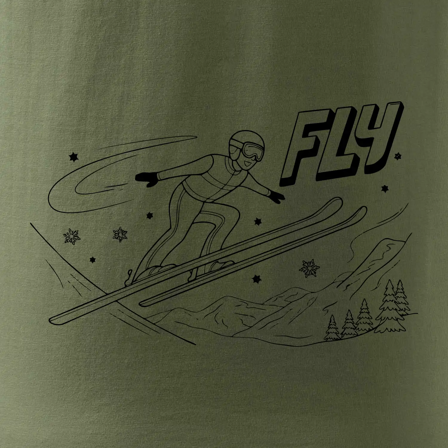 Skokan na lyžích černý obrázek FLY