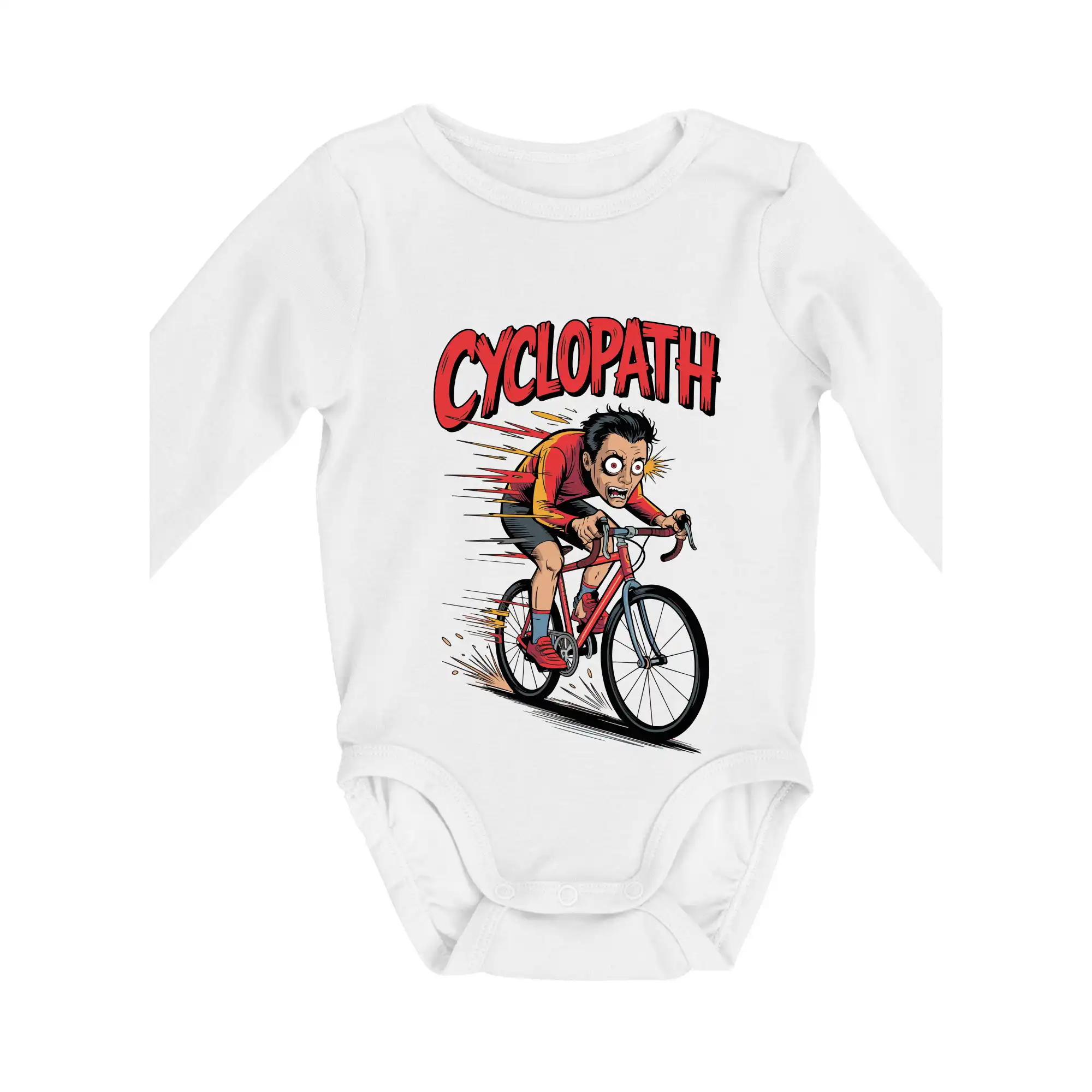 Tričko ako darček pre cyklistu - Cyclopat karikatúra - Body dojčenské s dlhým rukávom