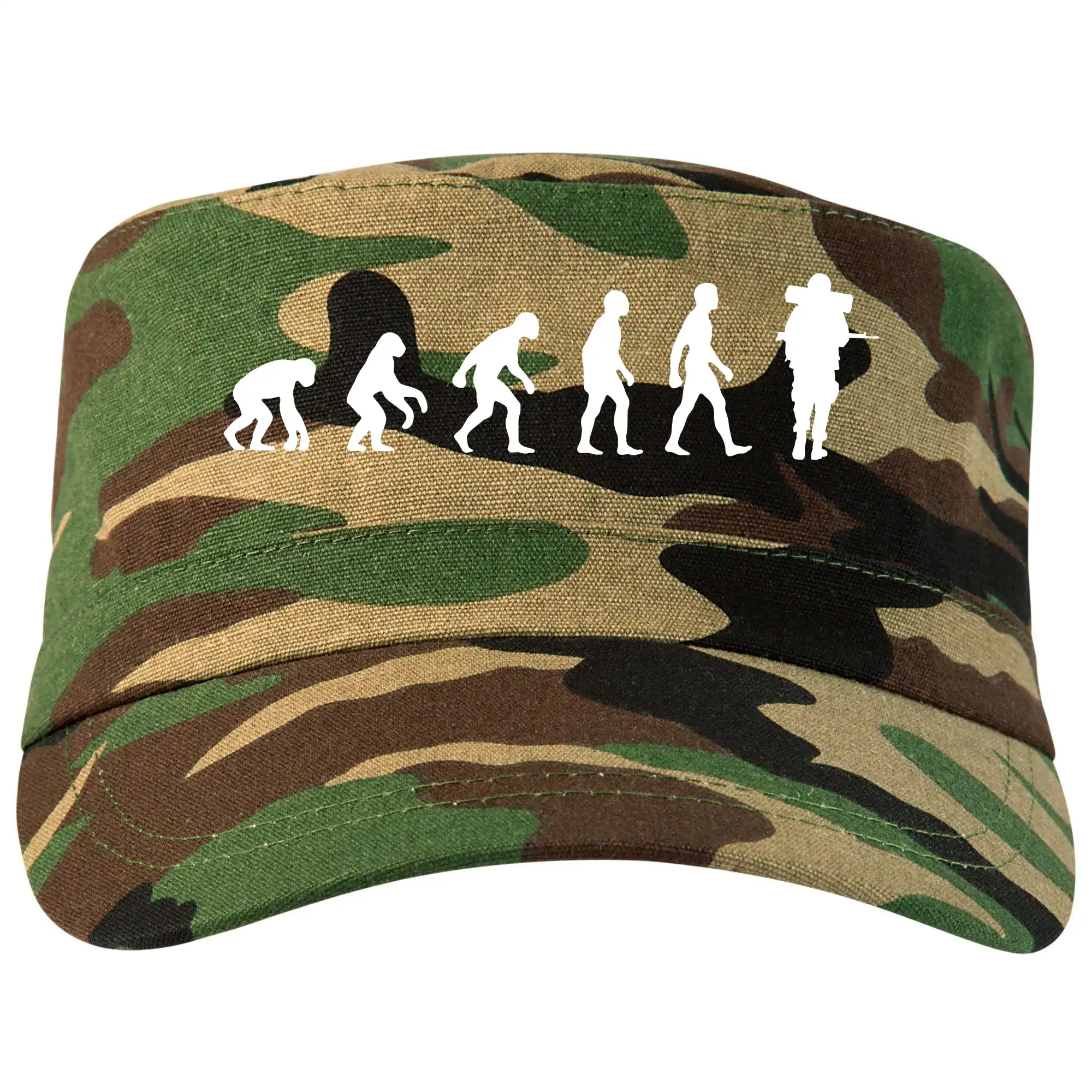 Vojenská tričká s potlačou - Evolúcia vojaka - plná poľná - Šiltovka CAMO