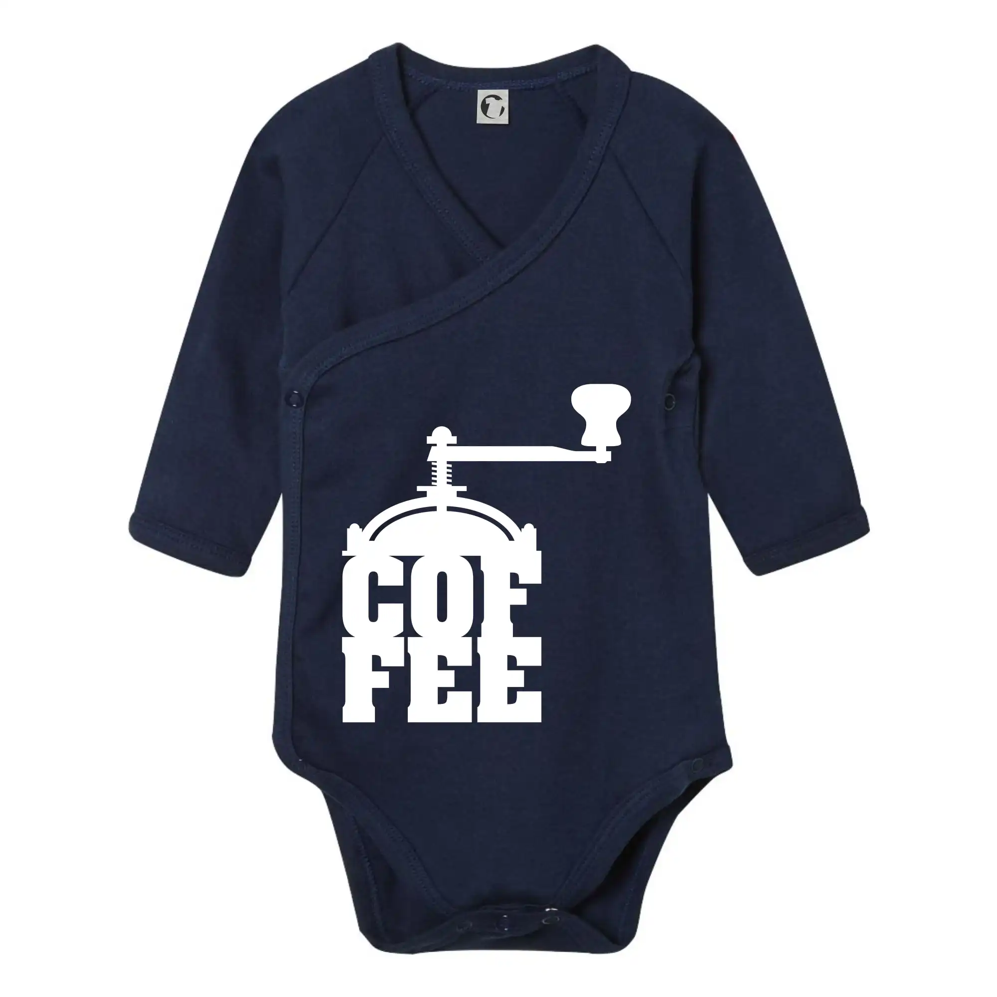 Motívy pre baristu a milovníkov kávy - Coffee mlynček - Body zavinovacie s dlhým rukávom