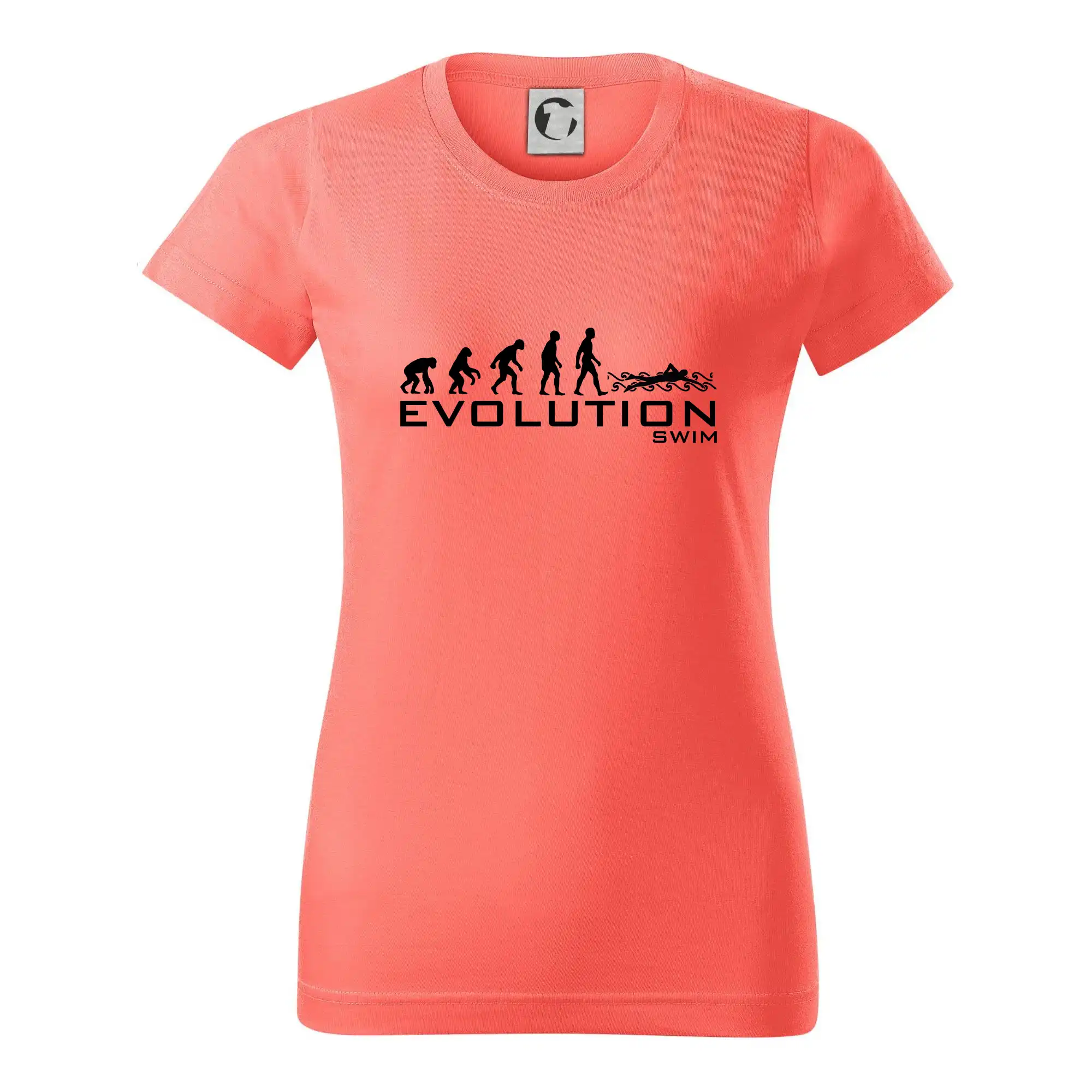 Tričká s potlačou evolúcia - Evolúcia Swim - Dámske tričko basic - ľahko voľnejšie a dlhšie