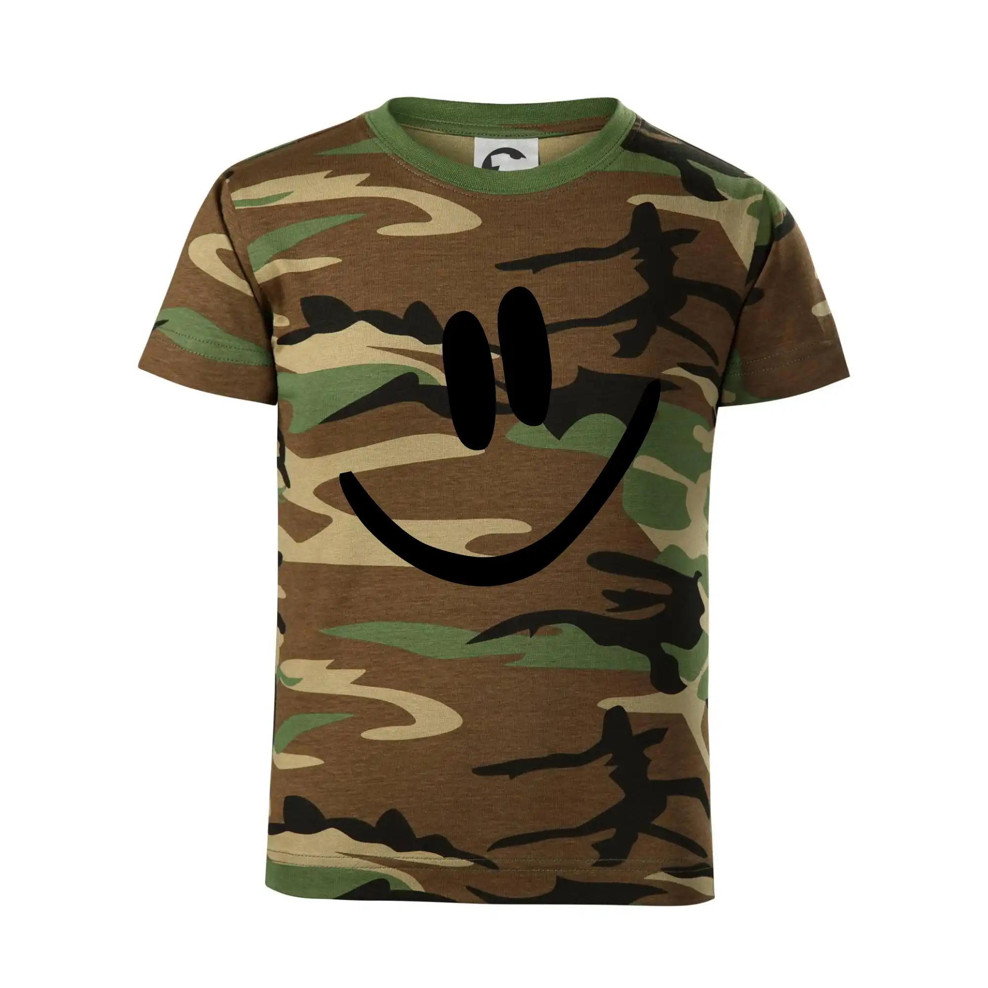 Tričká na párty - Emoji bez obrysu - usmev - Detské maskáčové tričko