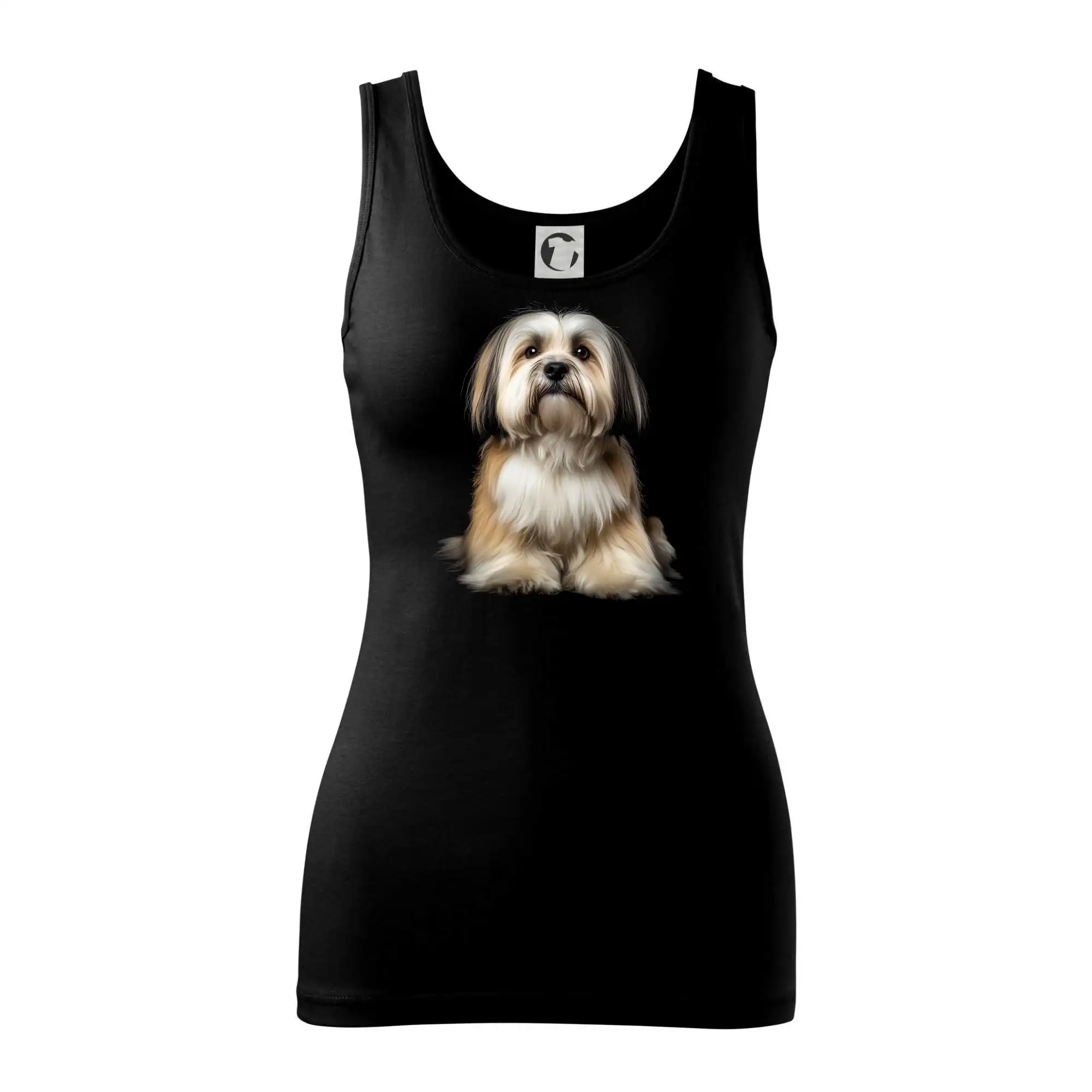 Ostatné psie plemená - Lhasa Apso čierna fotka - Dámske tielko