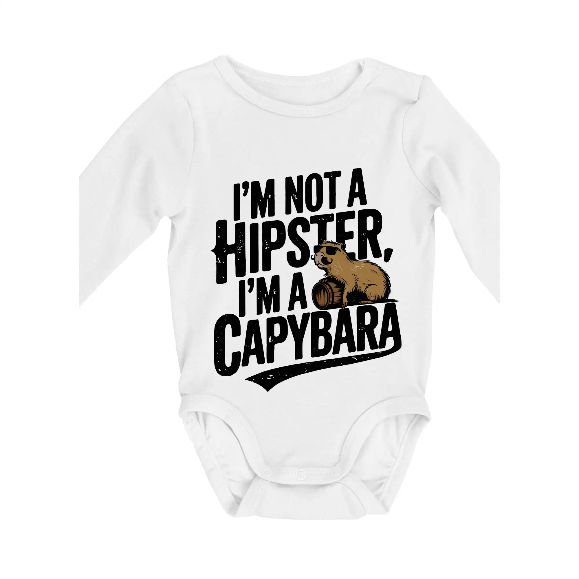 Tričká so zvieratami - I'm not a hipster, I'm a capybara - Body dojčenské s dlhým rukávom