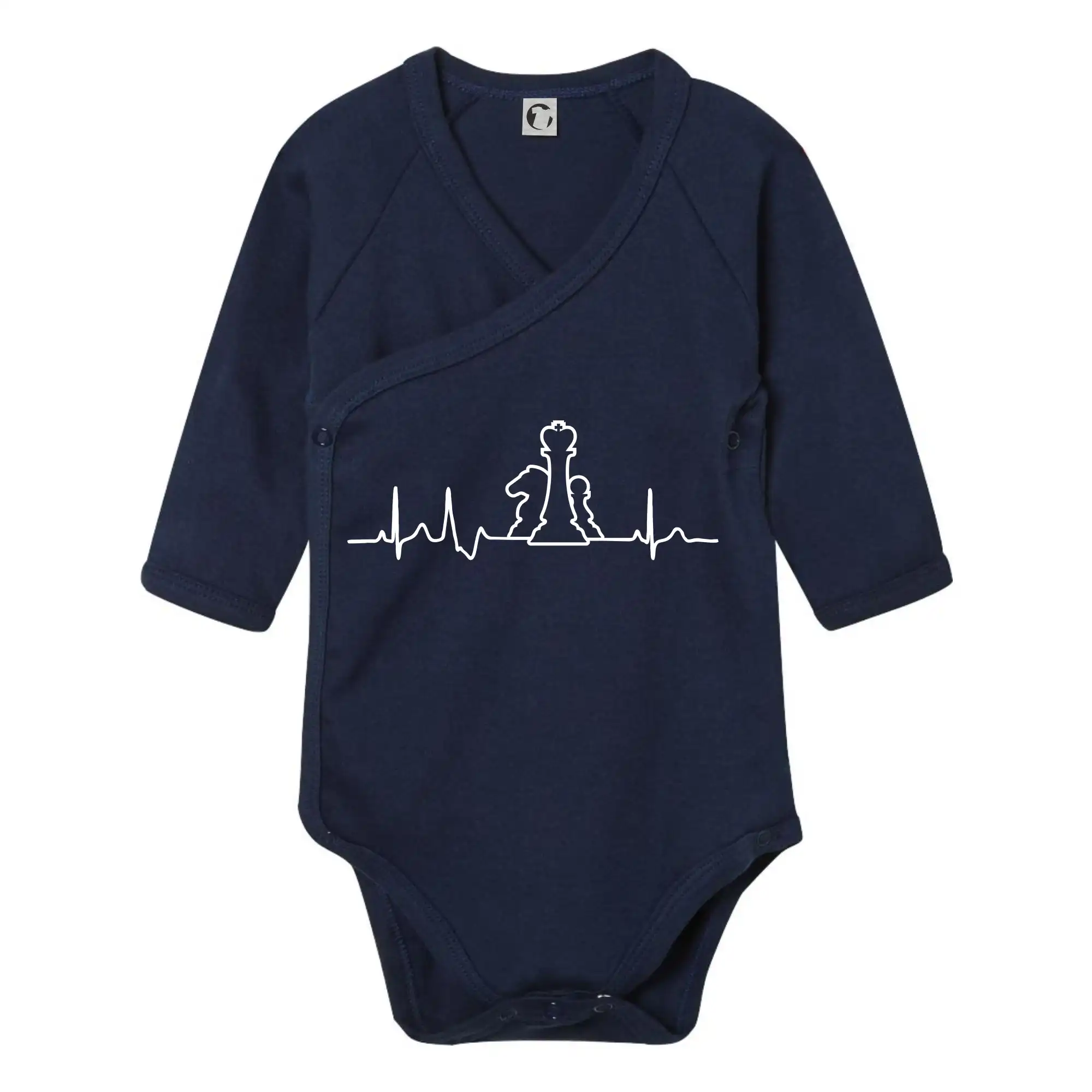 Tričká pre hráčov - EKG šach - Body zavinovacie s dlhým rukávom