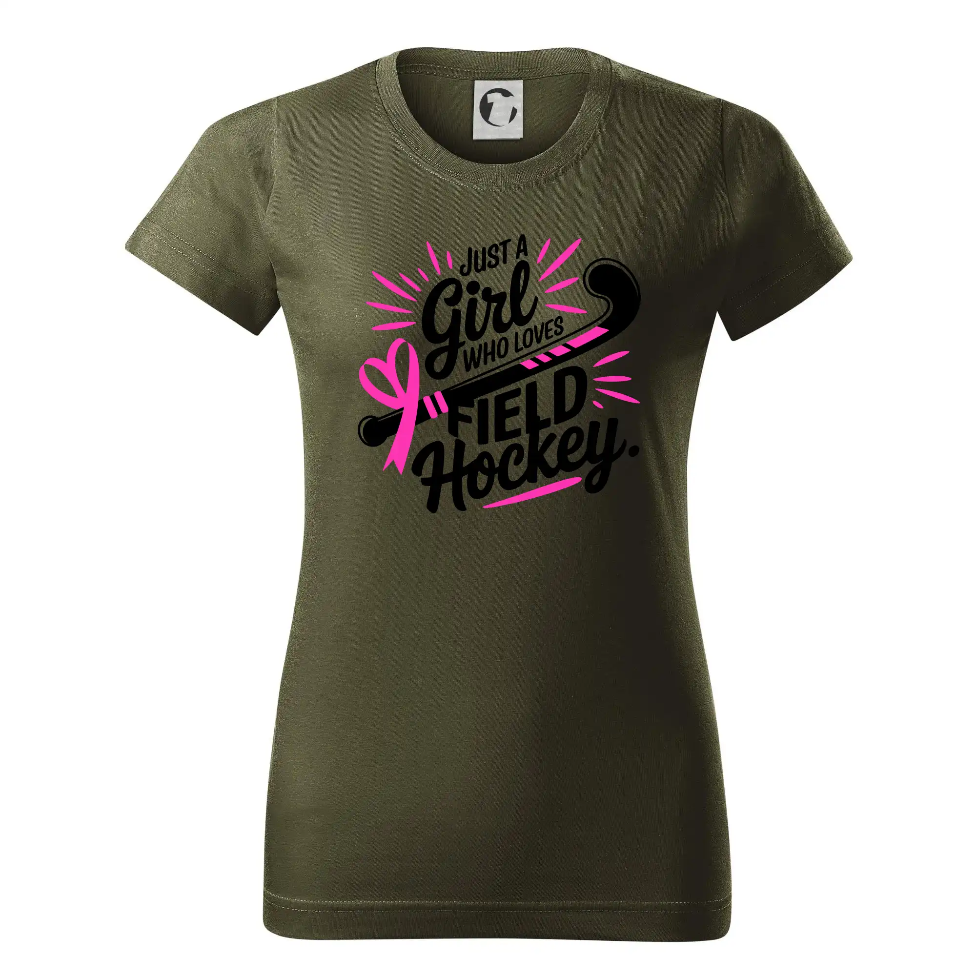 Ostatné športy - Just a girl who loves field hockey čierno ružové - Dámske tričko basic - ľahko voľnejšie a dlhšie