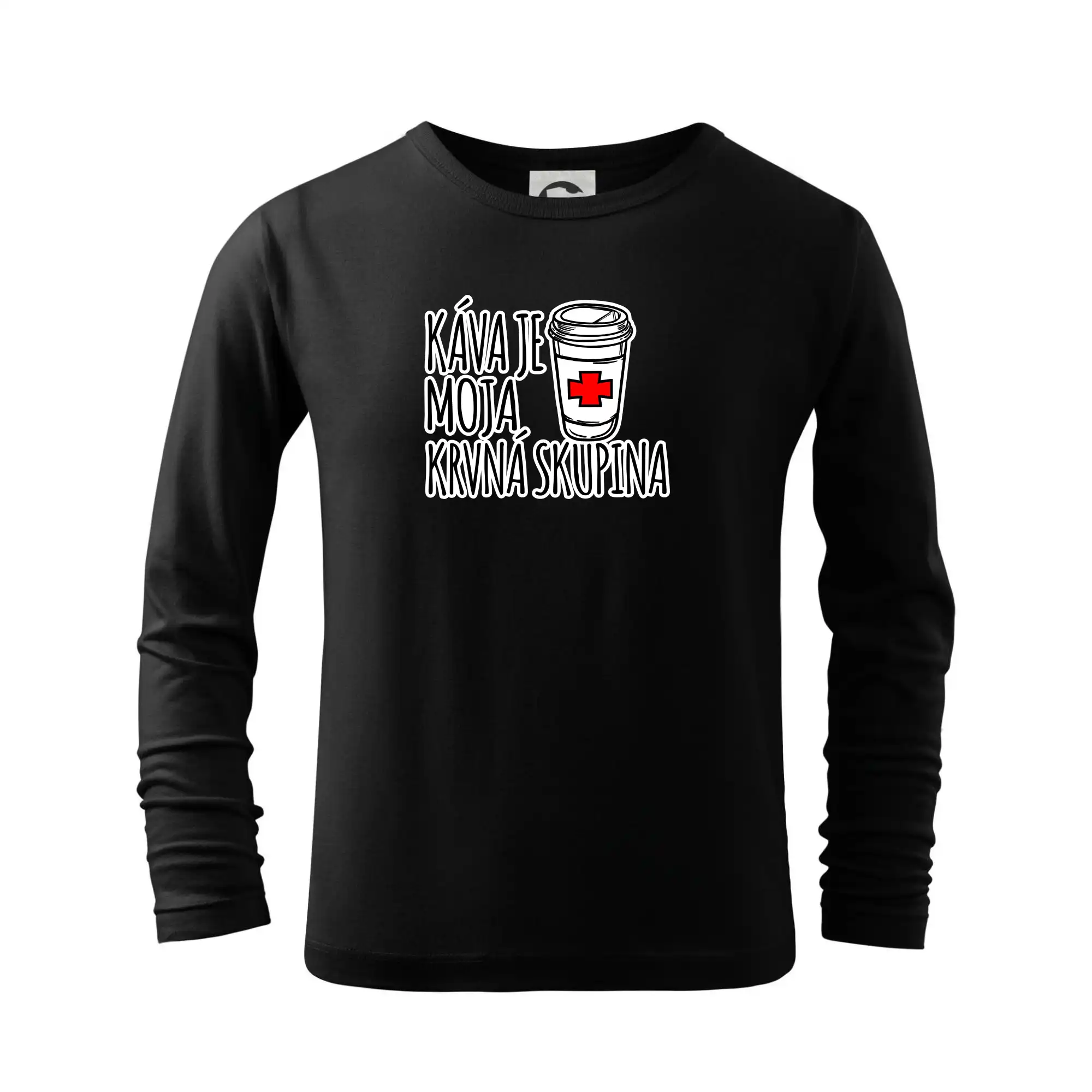 Motívy pre baristu a milovníkov kávy - Káva je moja krvná skupina - Tričko detské Long Sleeve