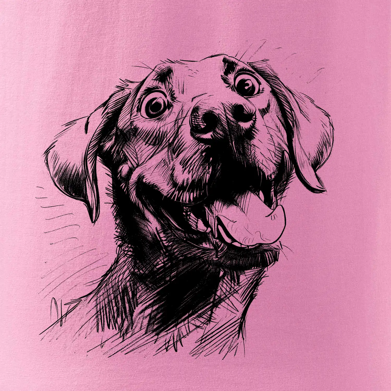 Černobílá karikatura Labrador světlý