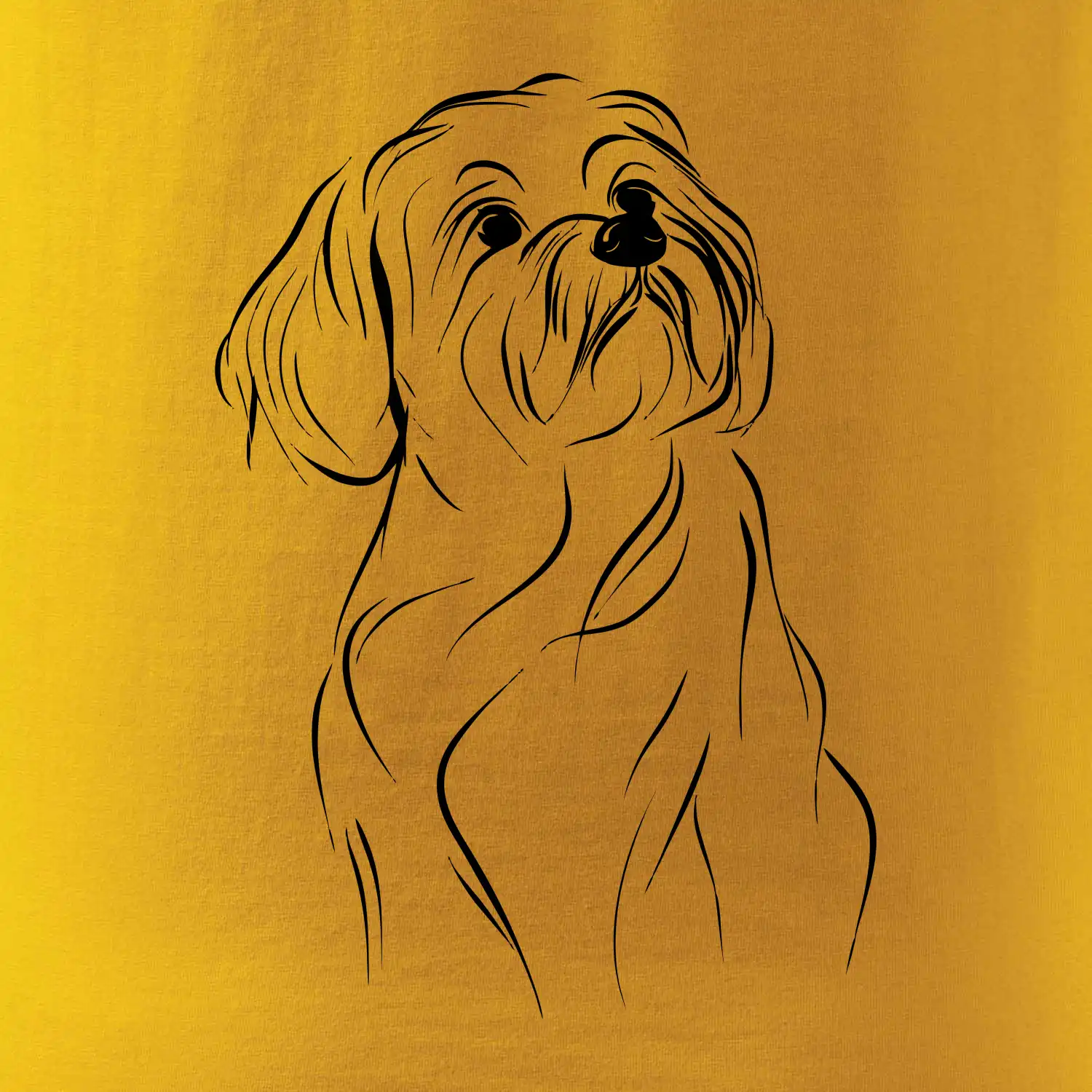 Lhasa Apso černý nákres slabé linky